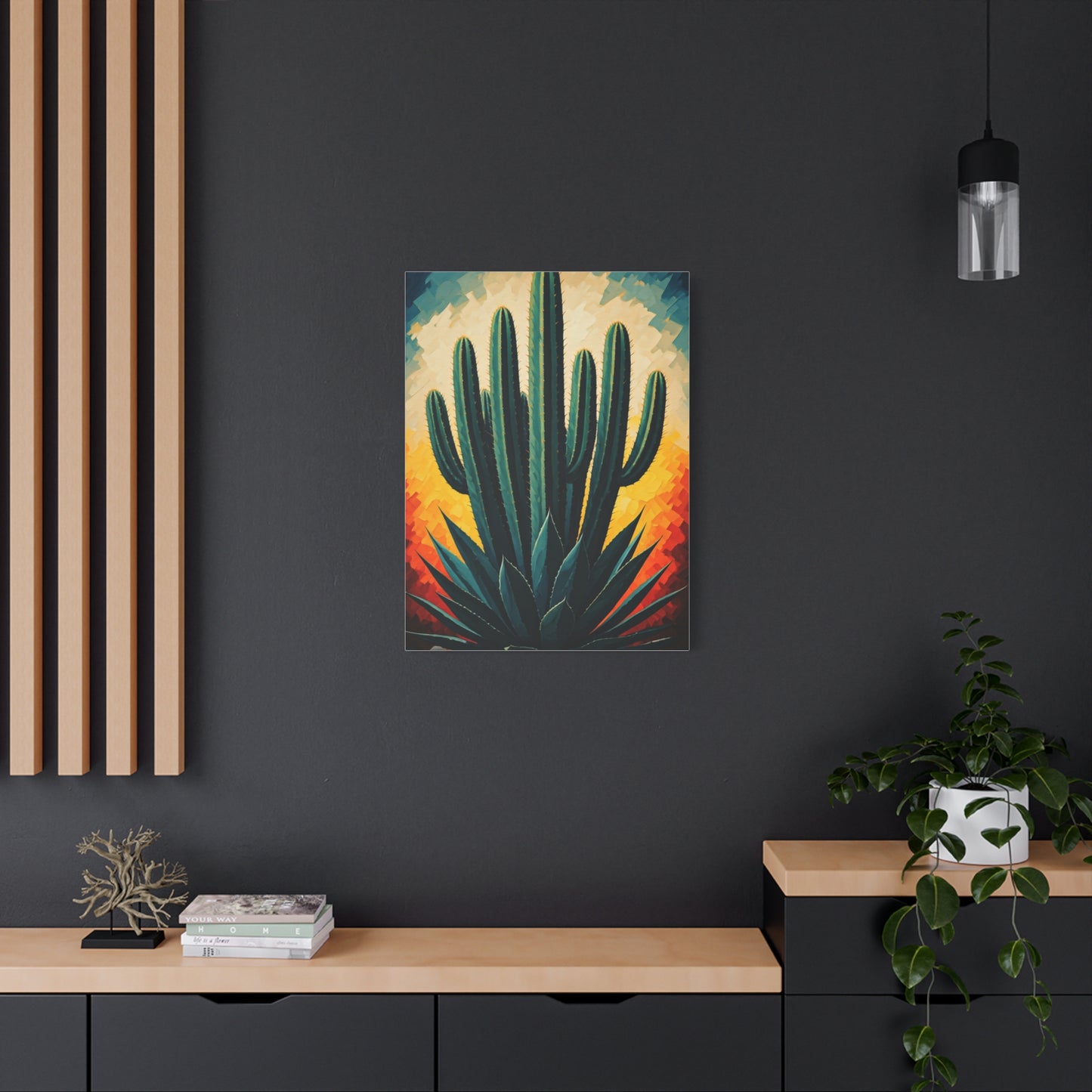 Sunburst Desert Saguaro Illustration Wall Art & Canvas Prints