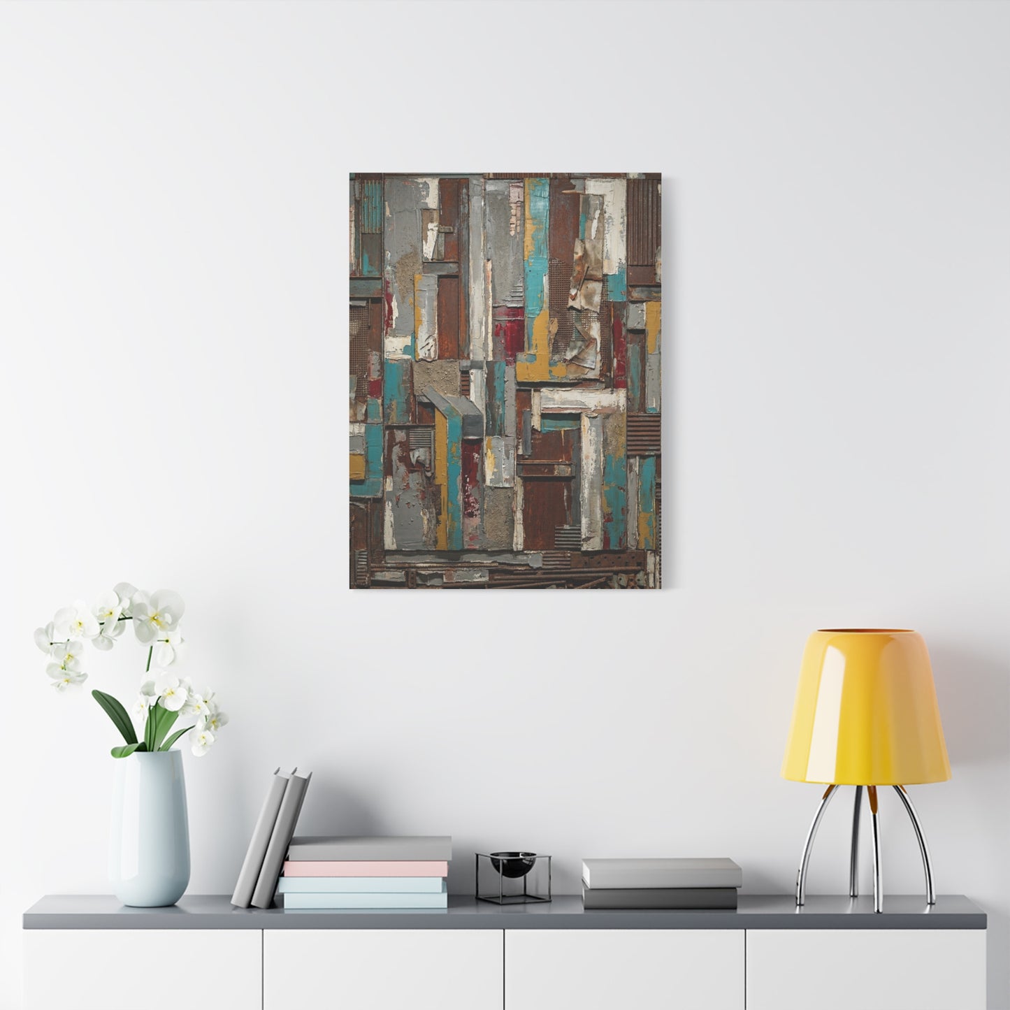 Mid-Century Modern Muted Geometric Color Block Wall Art & Canvas Print