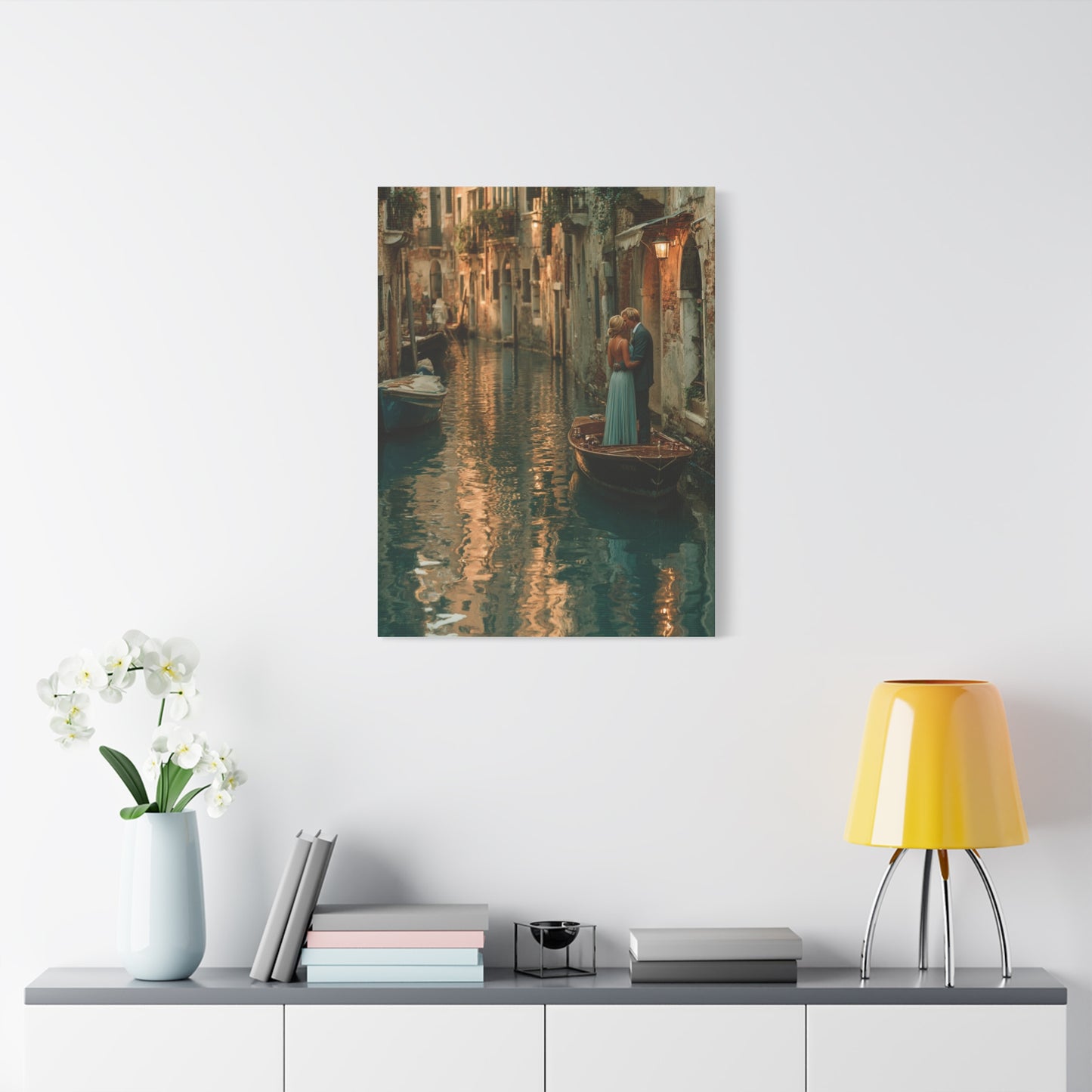 Venetian Canal Romance Couple Wall Art & Canvas Print