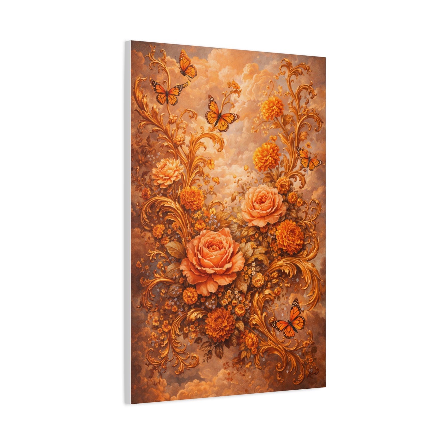 Baroque Orange Botanical Arrangement Wall Art & Canvas Print