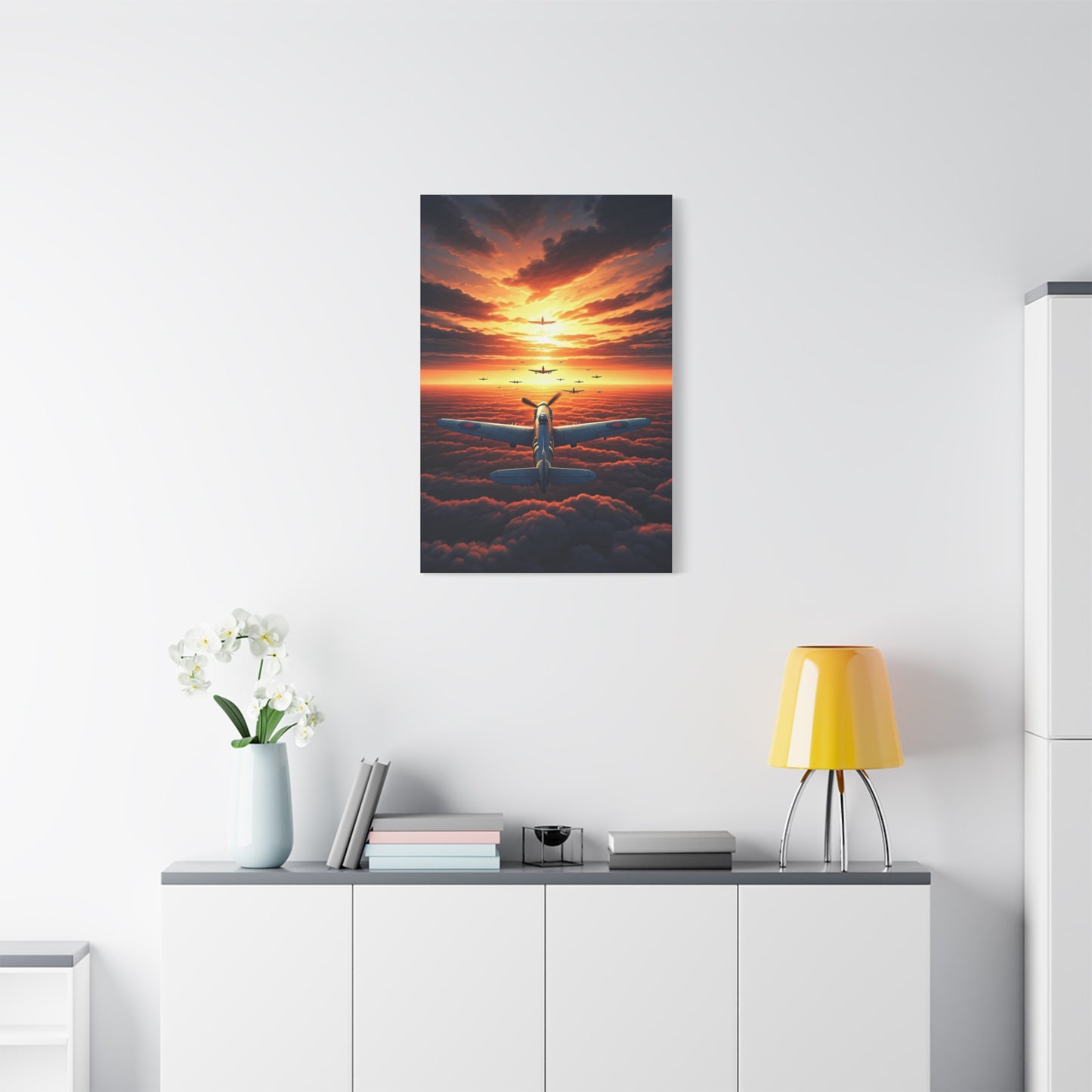 Sunset Flight Above the Clouds Wall Art & Canvas Prints