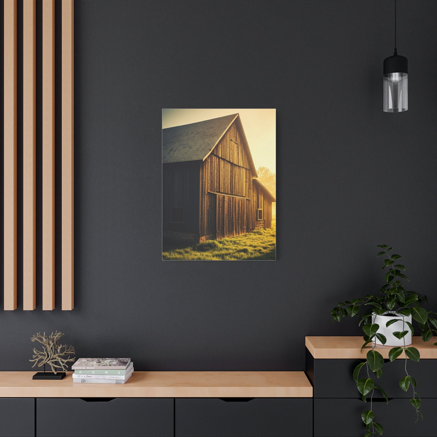 Sunlit Barn with Side Light Glow Wall Art & Canvas Prints