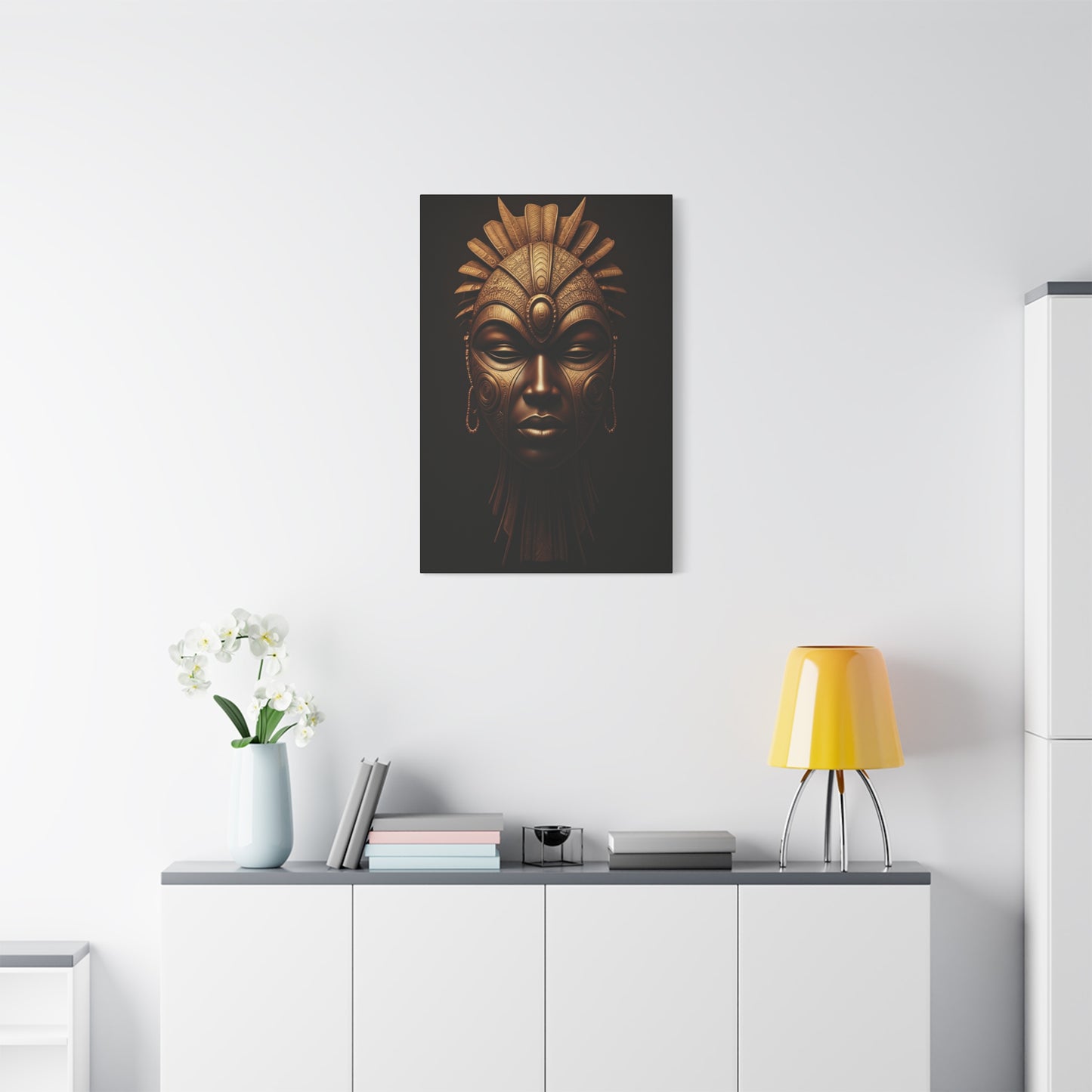 Golden Tribal Goddess Mask Wall Art & Canvas Prints