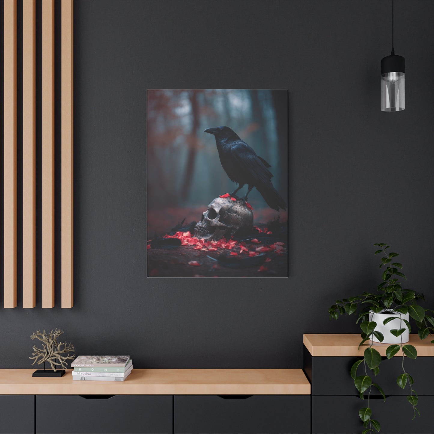 Crow on Weathered Skull Wall Art & Canvas Print