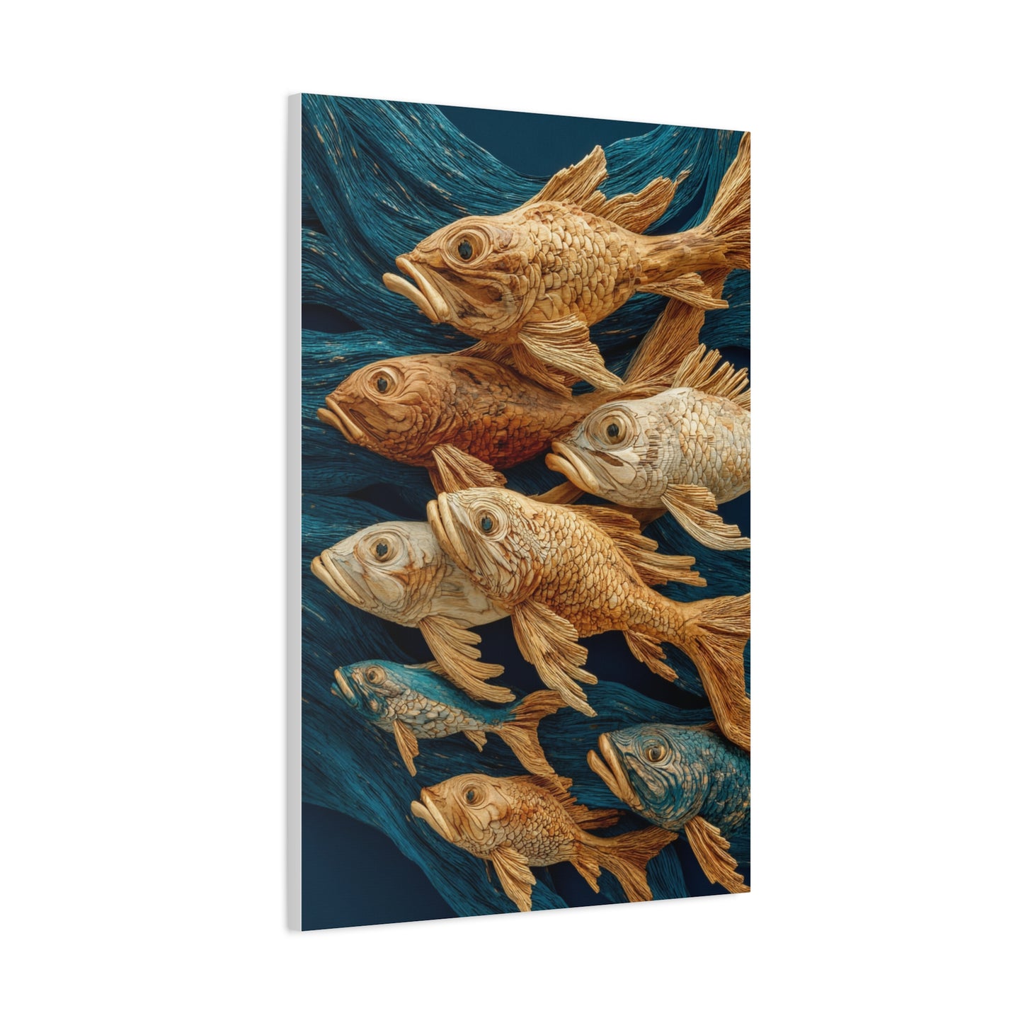 Driftwood School of Fish Relief Wall Art & Canvas Print