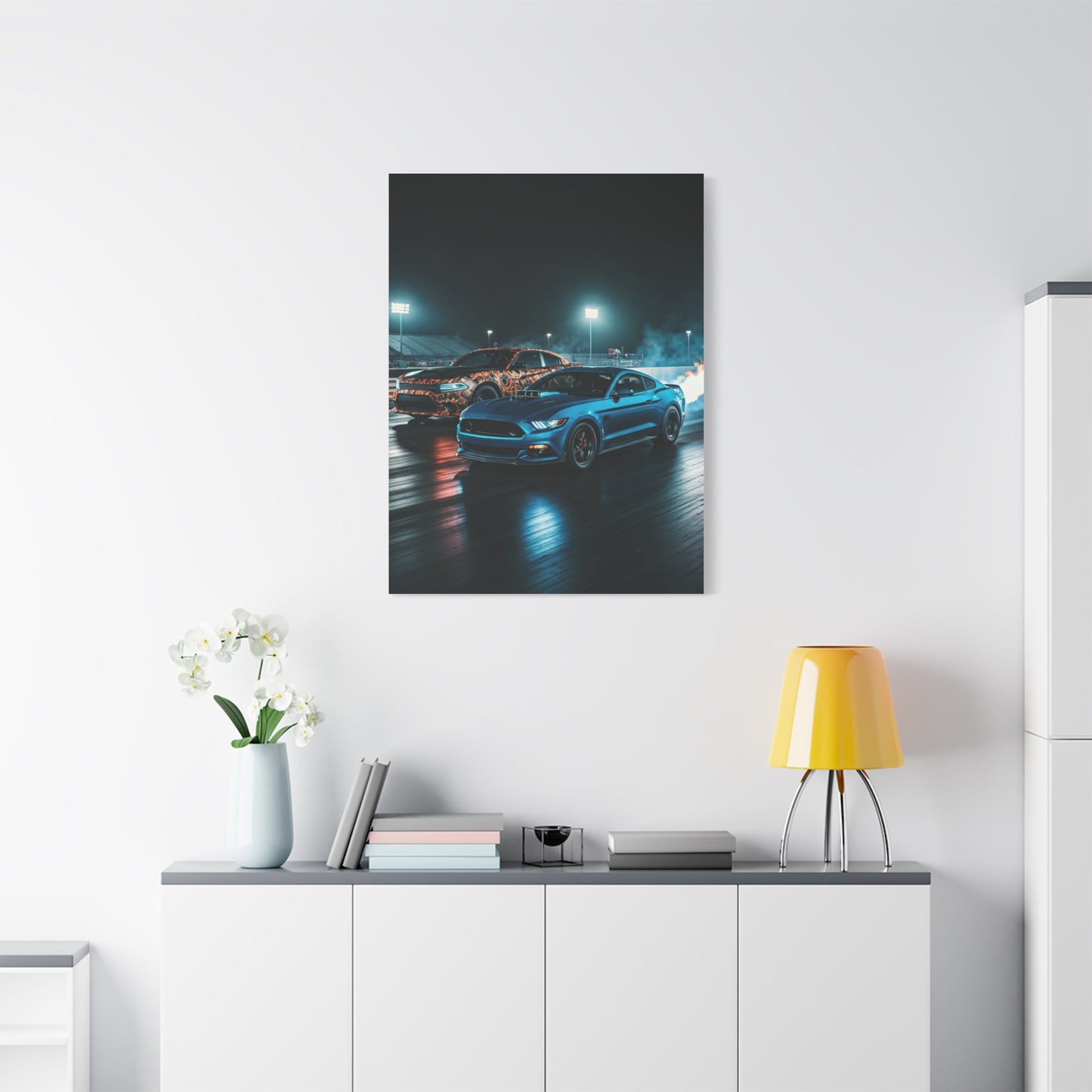Blue Mustang Surge – Hellcat Widebody Drag Duel Wall Art & Canvas Prints