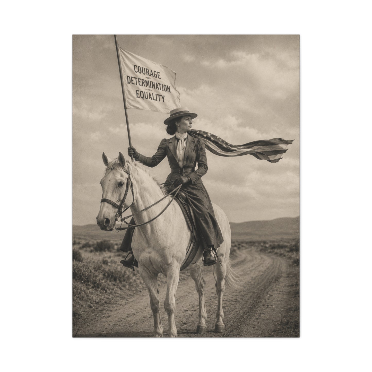 Frontier Equality Rider Portrait Scene Wall Art & Canvas Print
