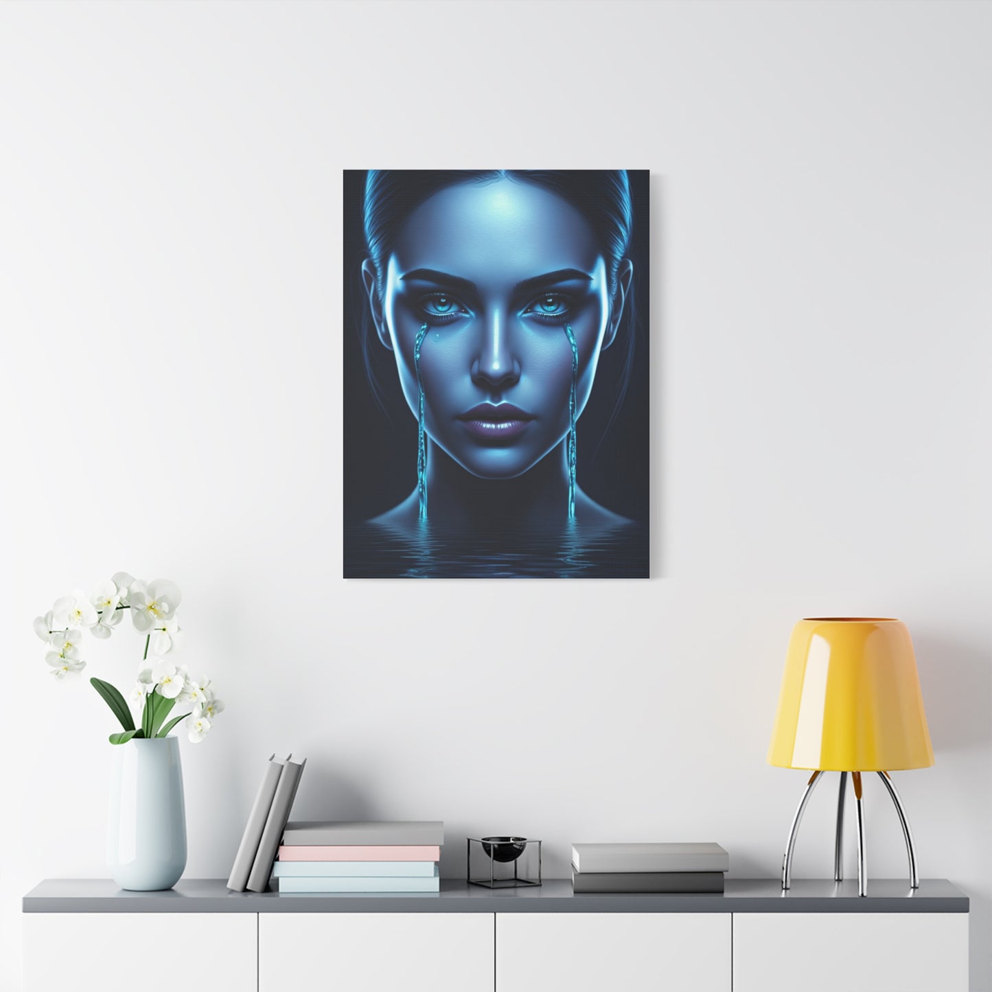 Blue Tears Reflection Portrait Wall Art & Canvas Prints