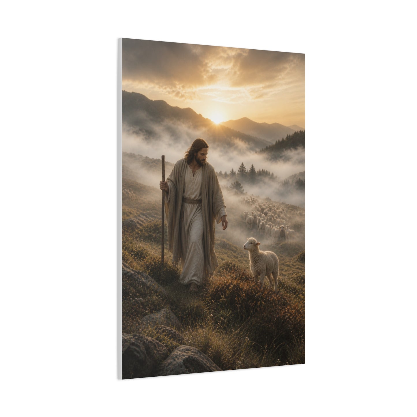 The Good Shepherd with Lamb Wall Art & Canvas Print