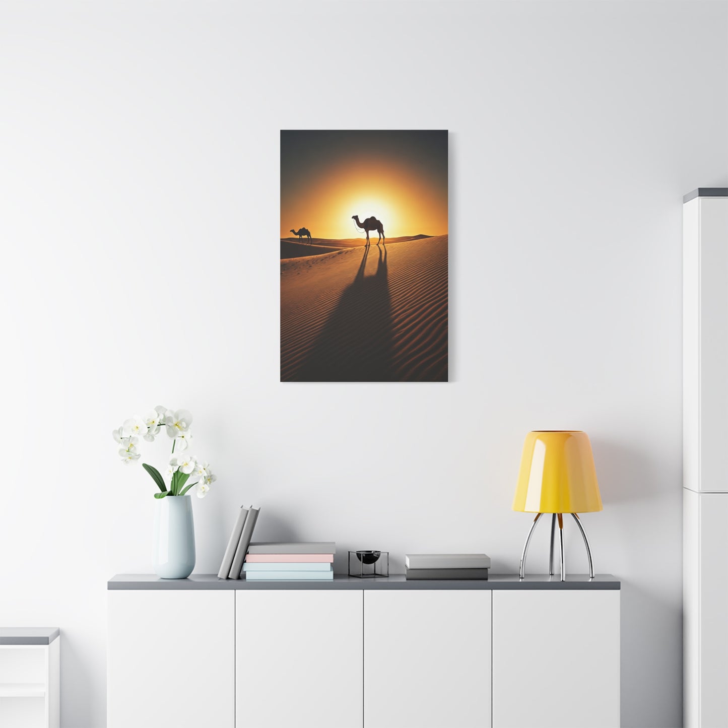Lone Ostrich in Desert Sunset Wall Art & Canvas Prints