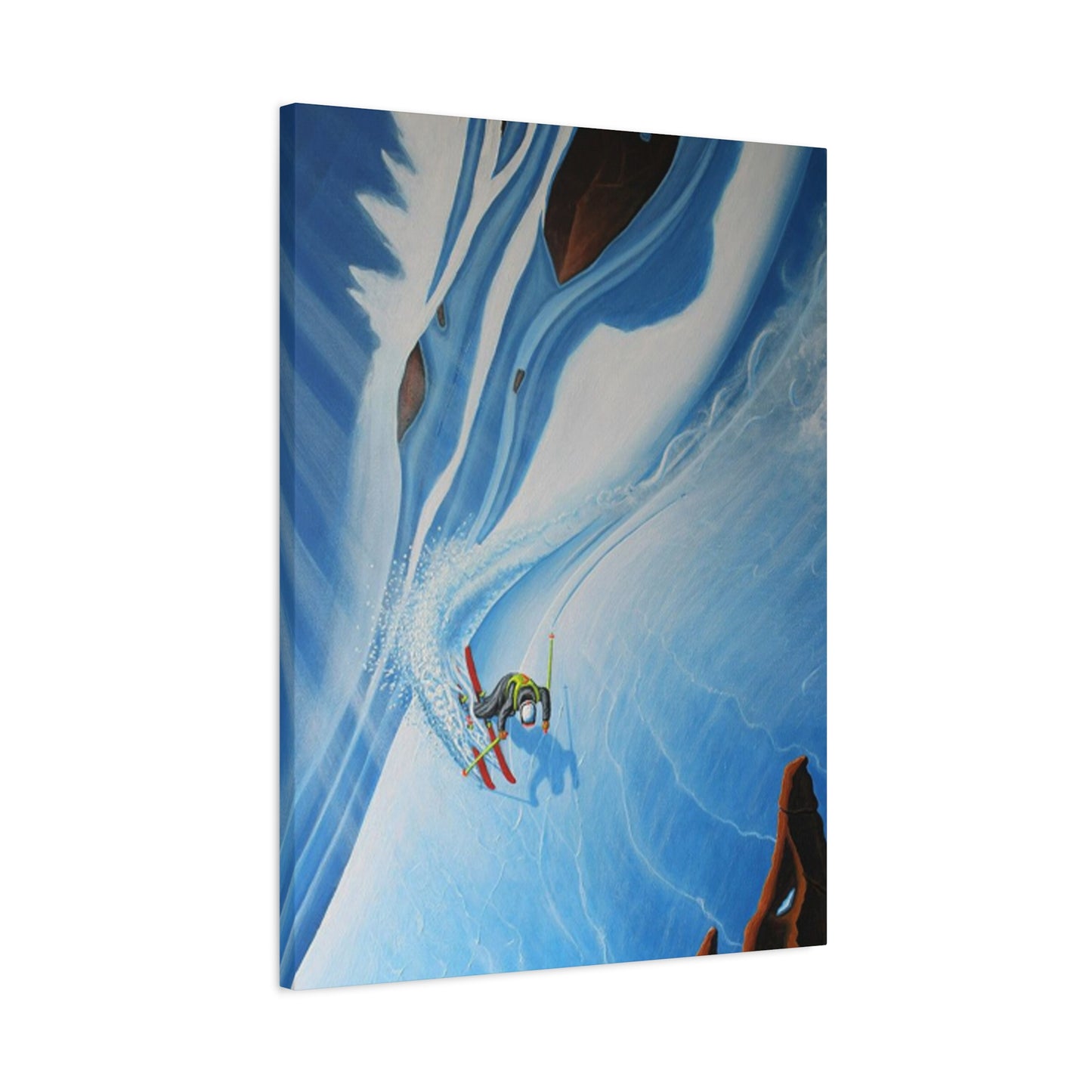 Skiing In Snowy Rocks Wall Art & Canvas Prints