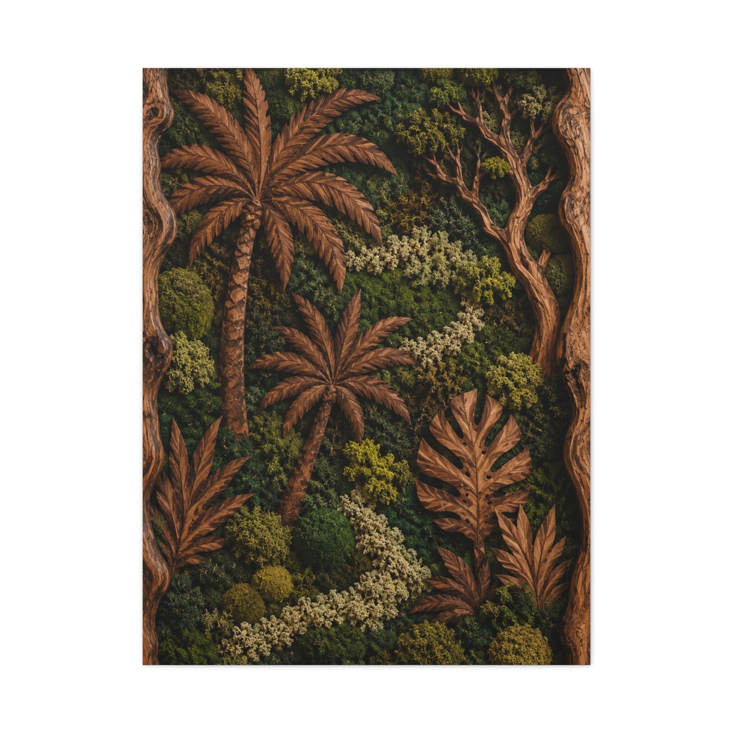 Biophilic Tropical Wood Relief Landscape Tropical Wall Art & Canvas Print