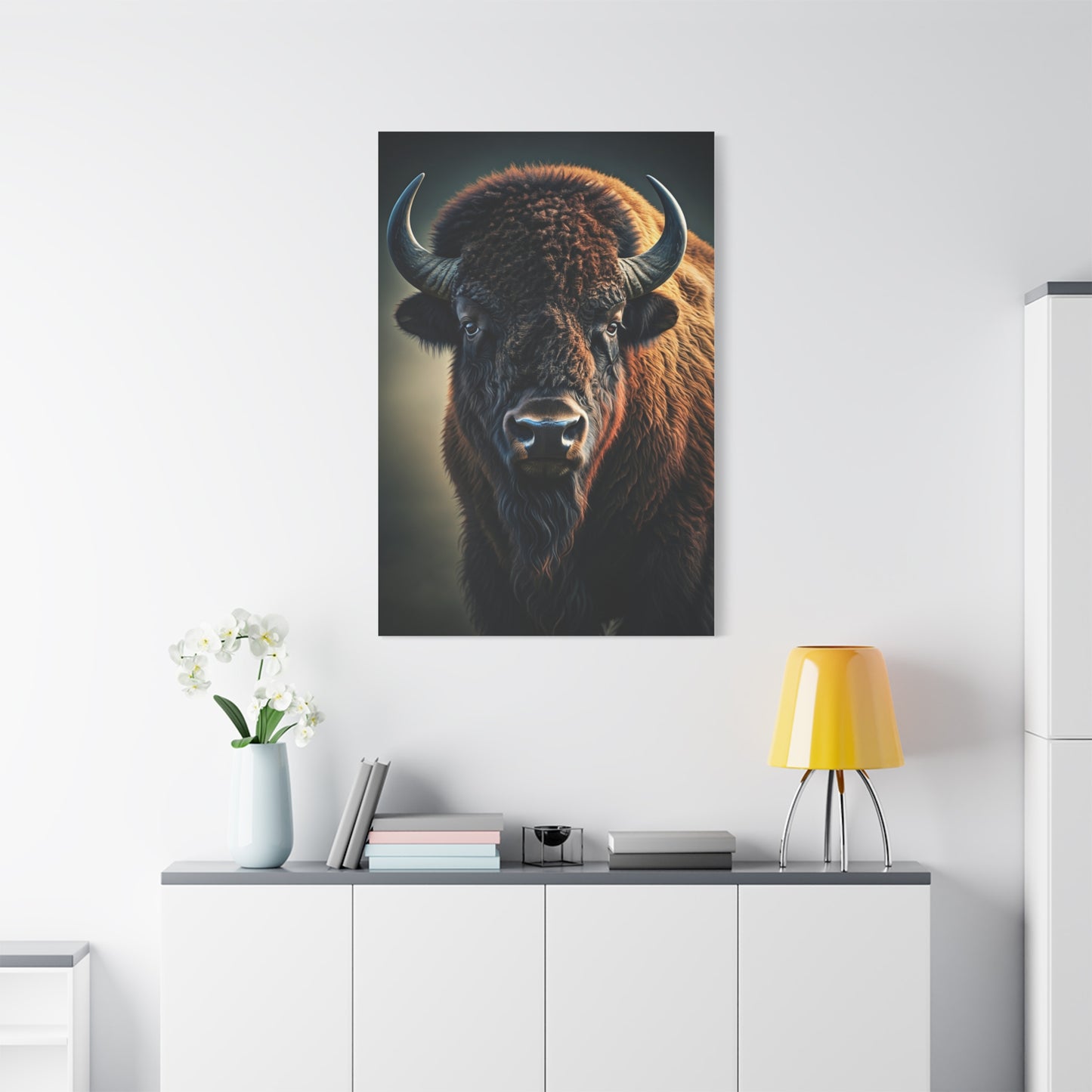 Cinematic American Bison with Golden Rim Light Wall Art & Canvas Print