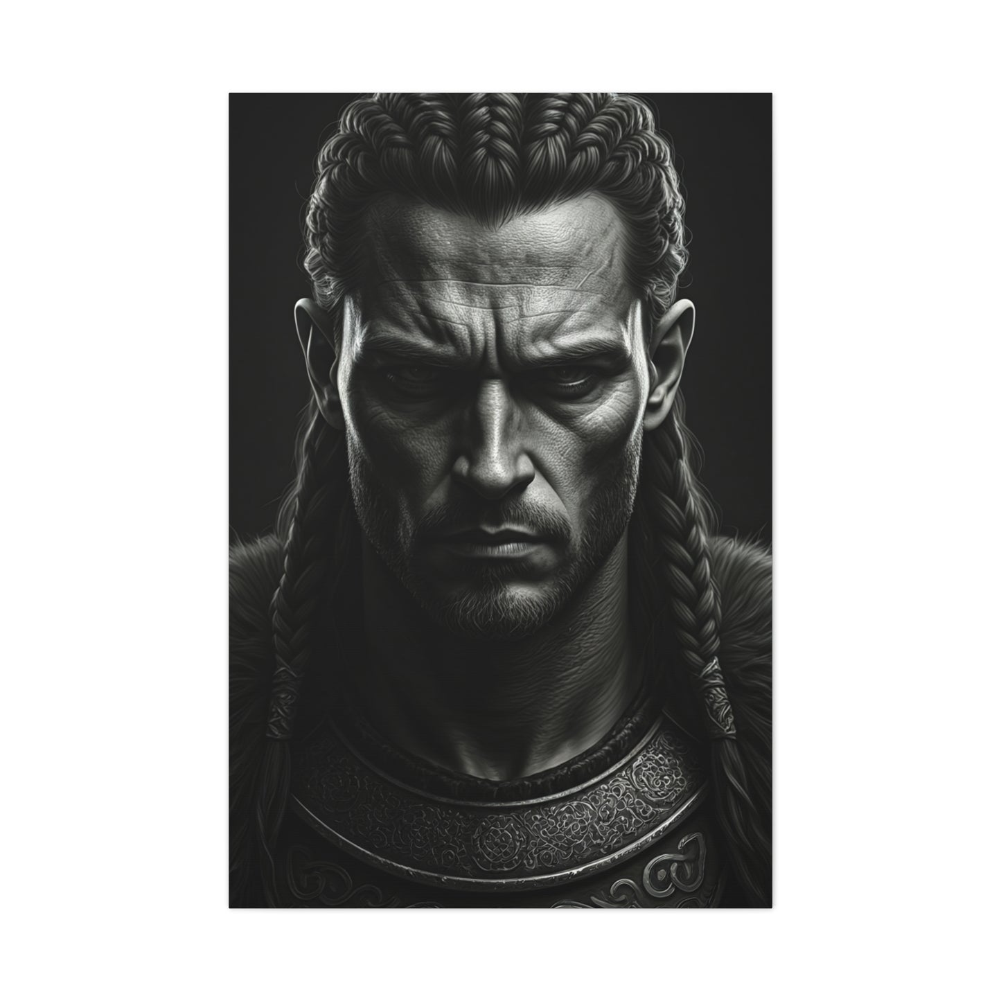 Unyielding Strength Black & White Warrior Portrait Wall Art & Canvas Prints