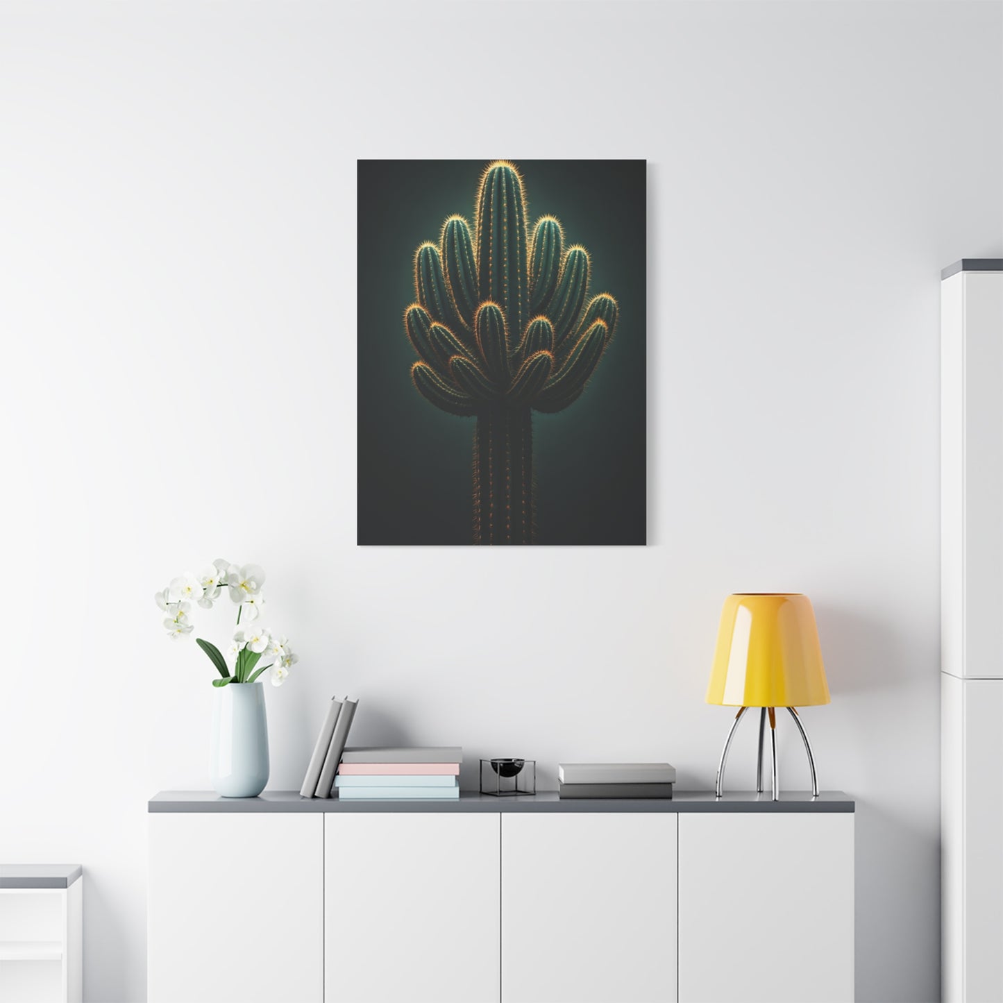 Golden Saguaro Cactus Desert Silhouette Wall Art & Canvas Prints