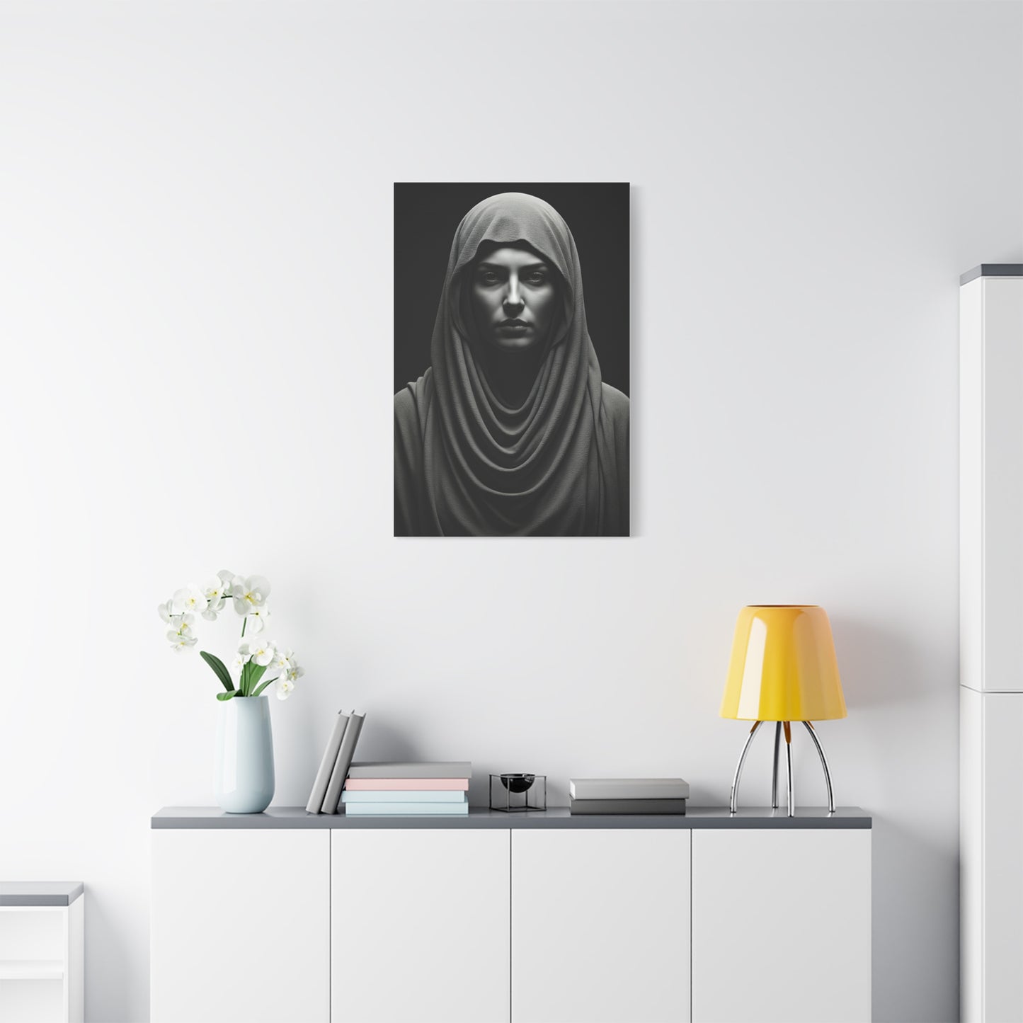 Veiled Serenity Black & White Portrait Wall Art & Canvas Prints