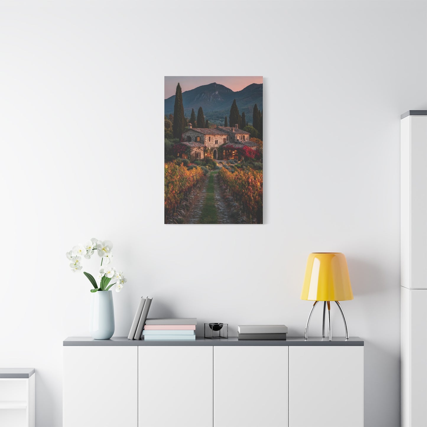 Tuscan Vineyard Autumn Villa Wall Art & Canvas Print