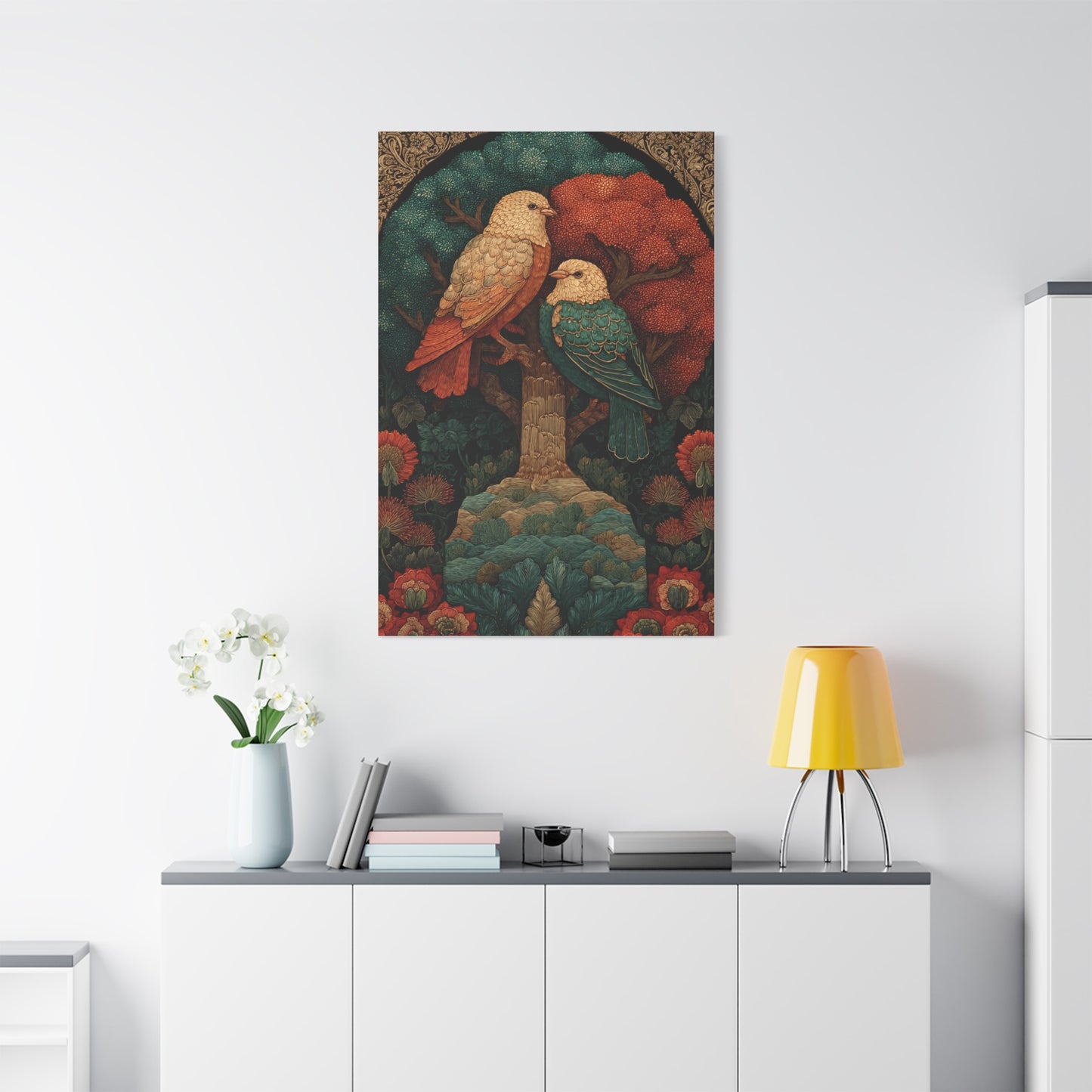 Folk Tree of Life Birds Wall Art & Canvas Print