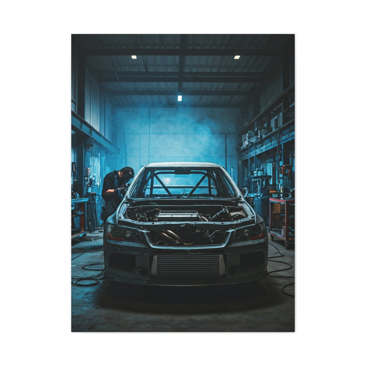 Mitsubishi Lancer Evolution Custom Fabrication Garage Wall Art & Canvas Prints