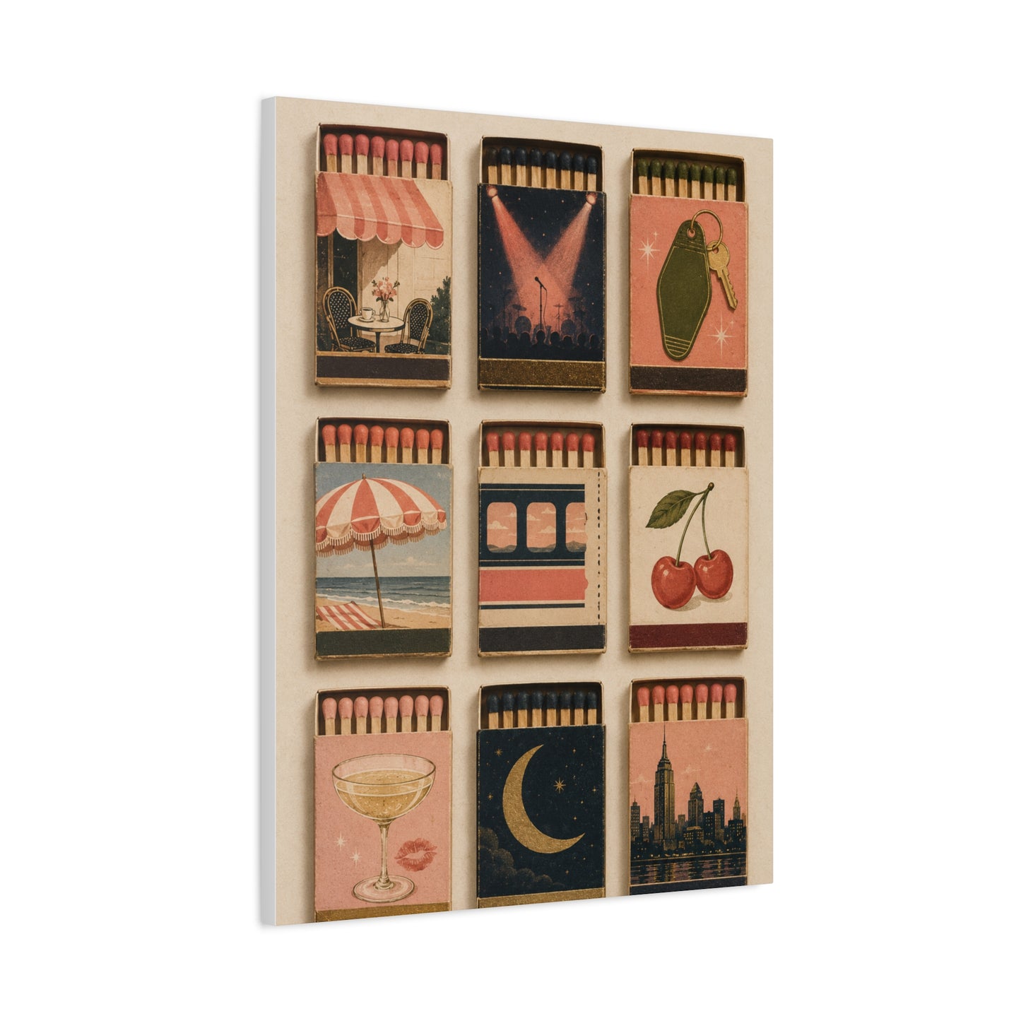 Retro Matchbox Romance Display Wall Art & Canvas Print