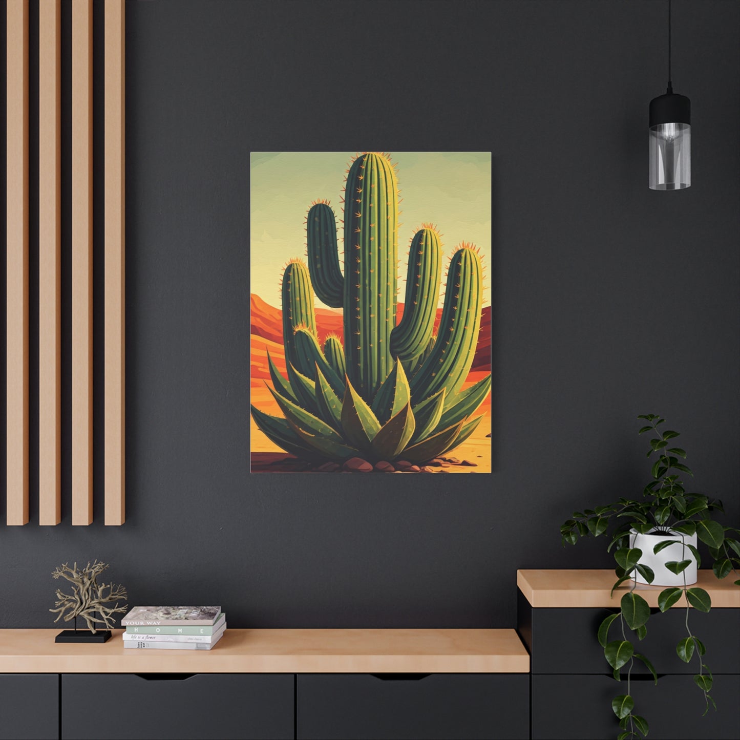 Southwestern Saguaro and Agave Desert Illustration Wall Art & Canvas Prints