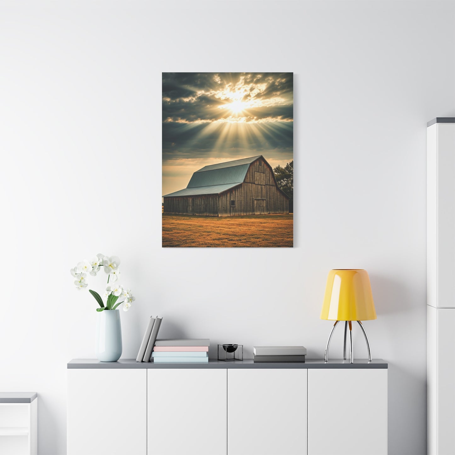 Sunbreak Over the Old Barn Wall Art & Canvas Prints