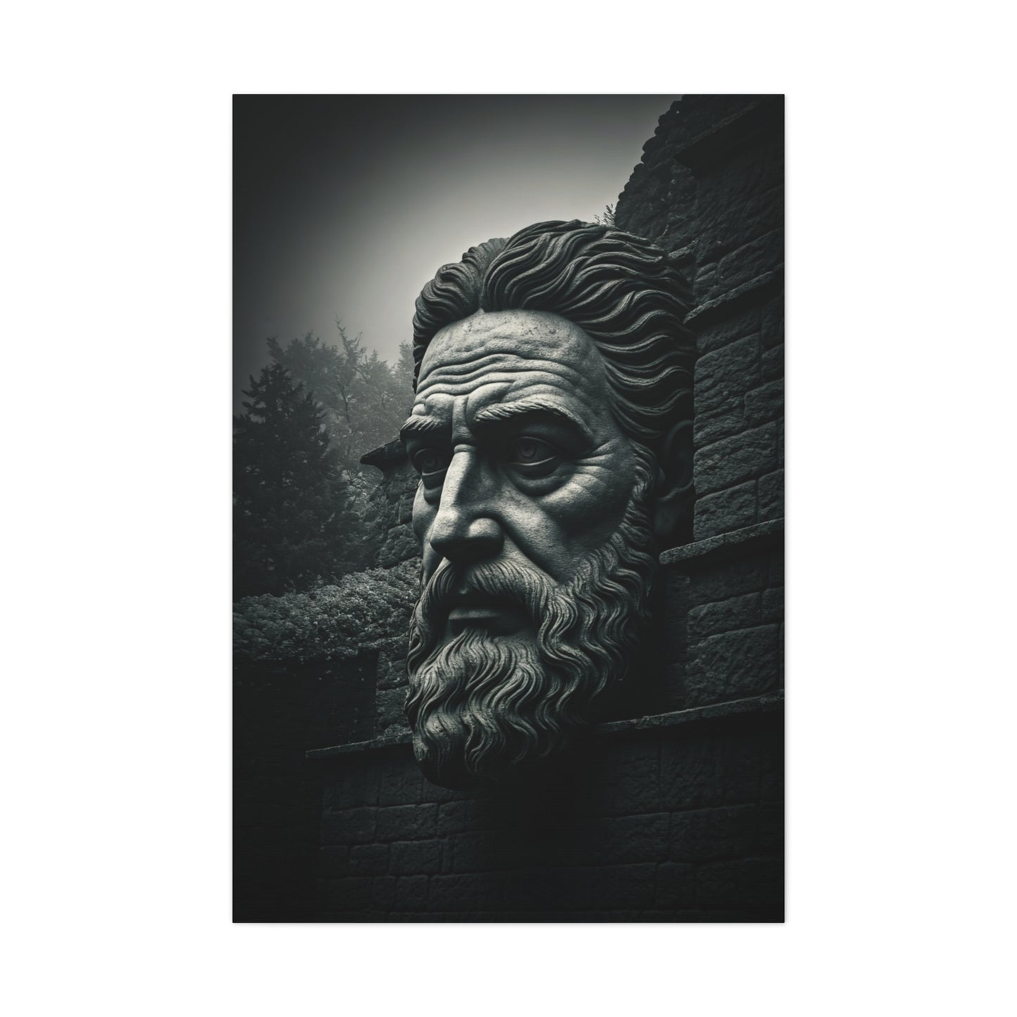 Ancient Stone Philosopher Bust Wall Art & Canvas Prints