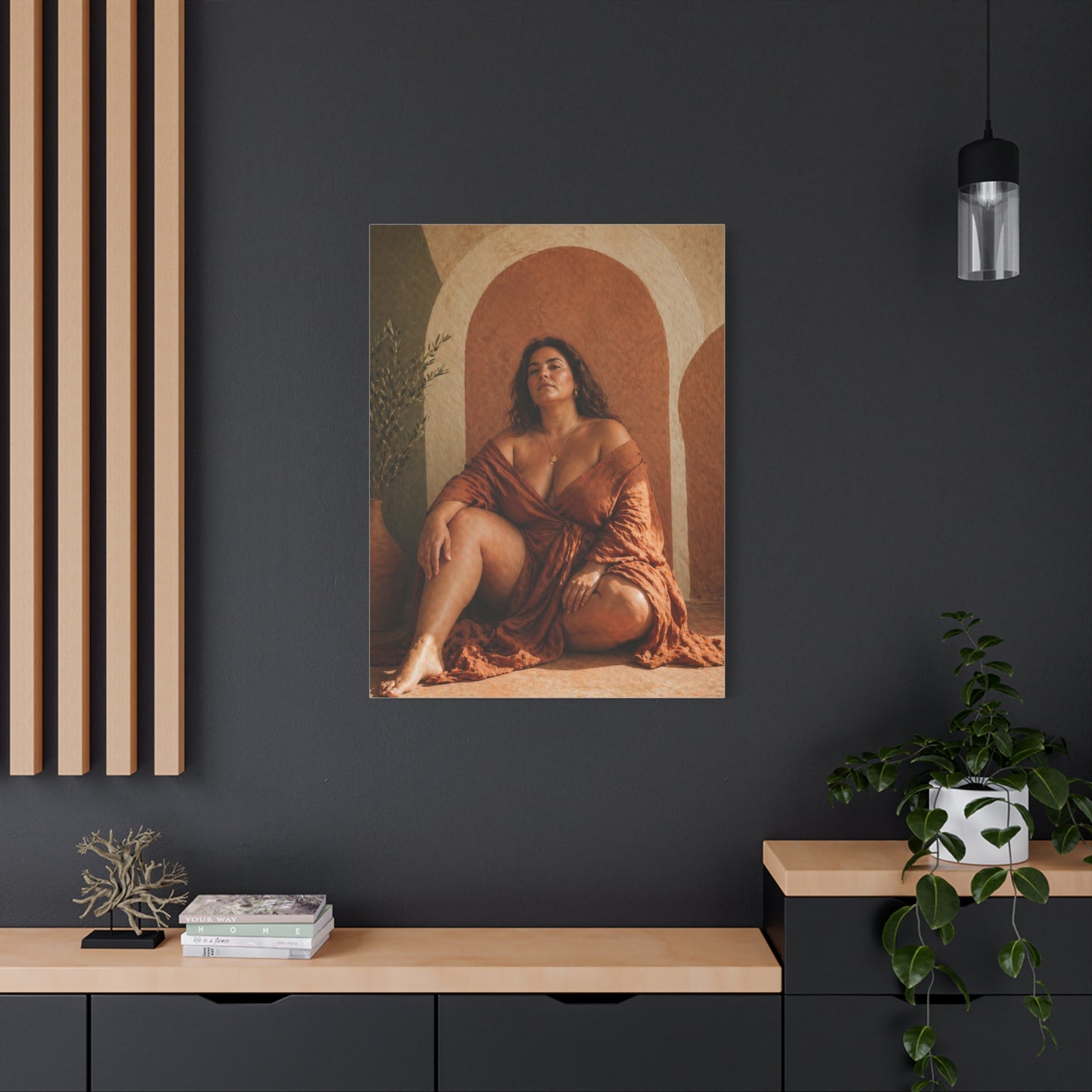 Boho Body-Positive Seated Portrait Wall Art & Canvas Print