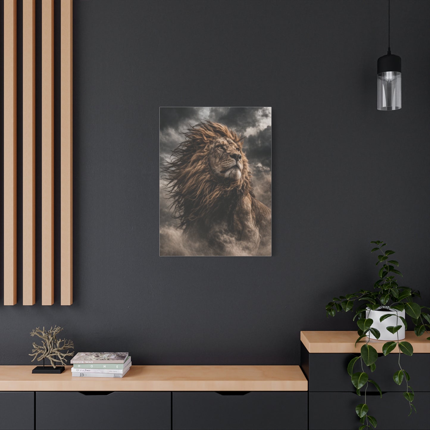 Storm King Lion Dramatic Portrait Wall Art & Canvas Print