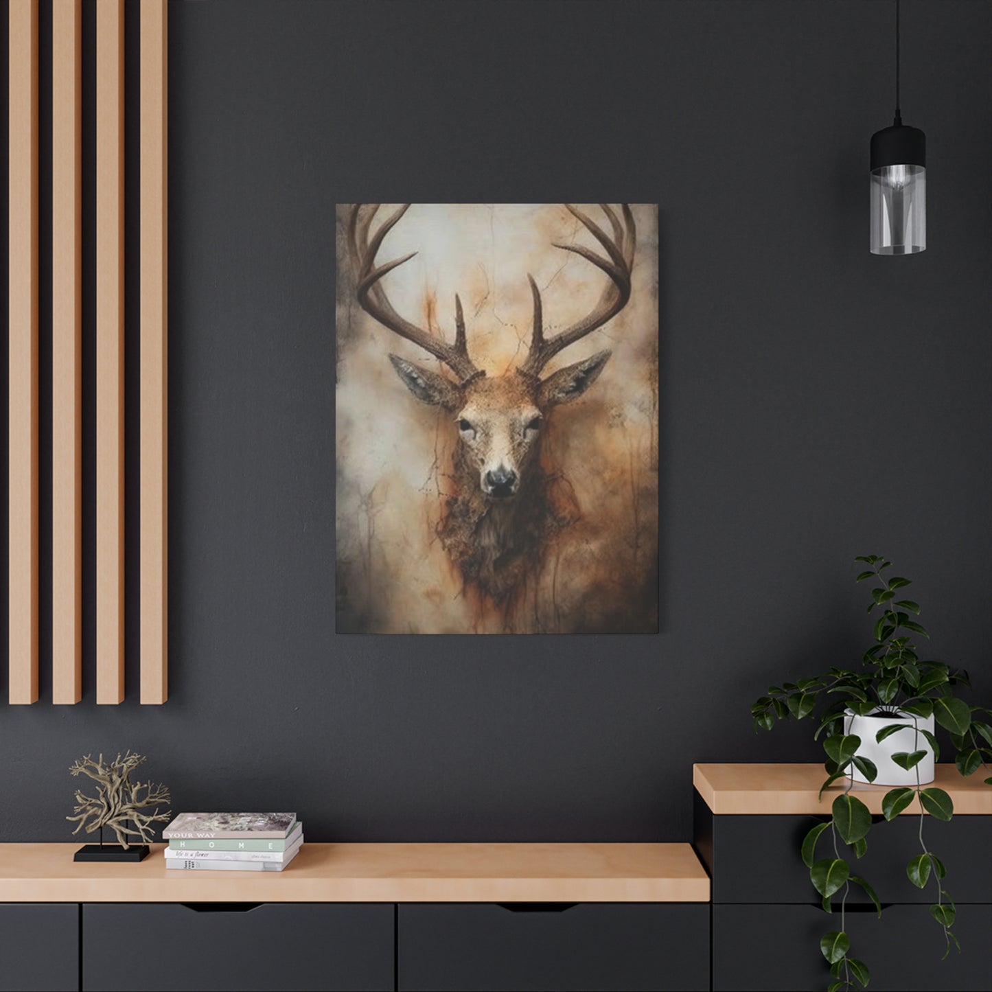 Reindeer Head Painting Wall Art & Canvas Prints
