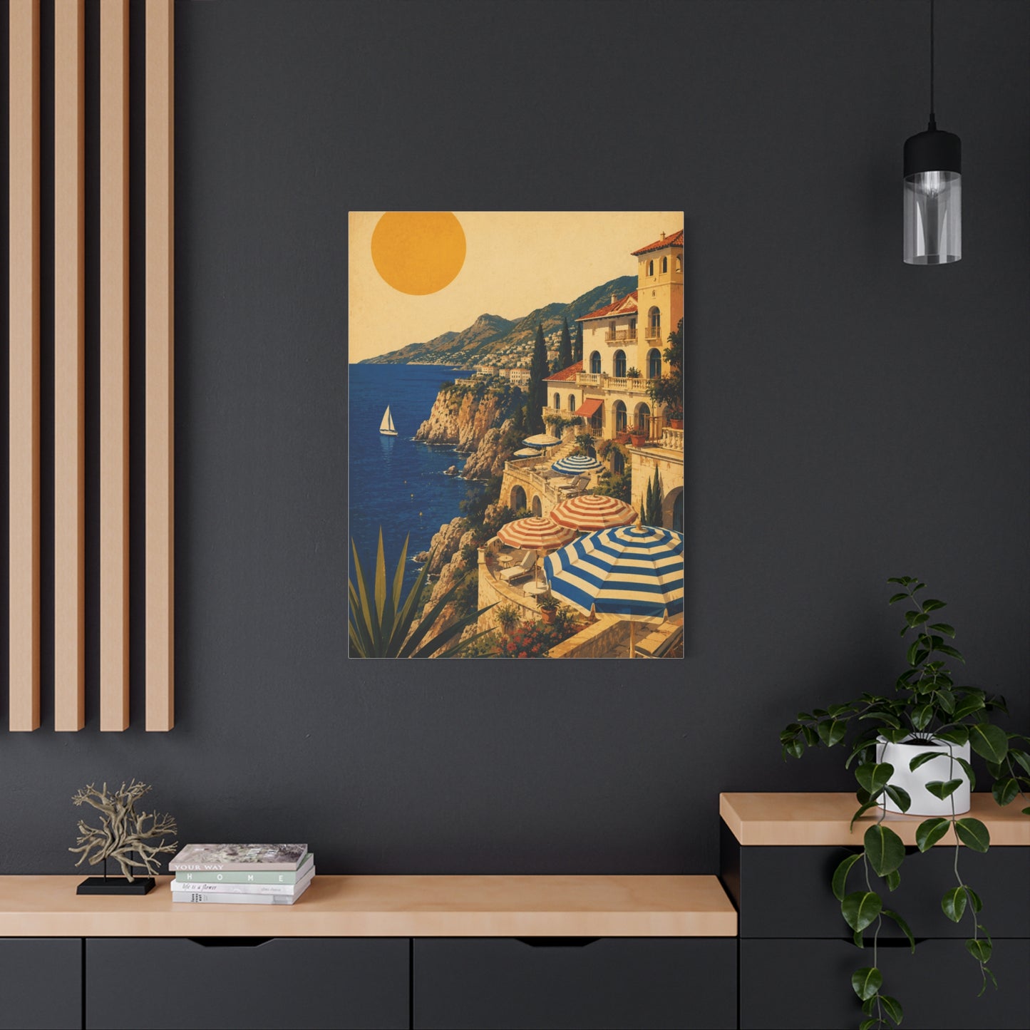Riviera Coastal Terrace Poster Wall Art & Canvas Print