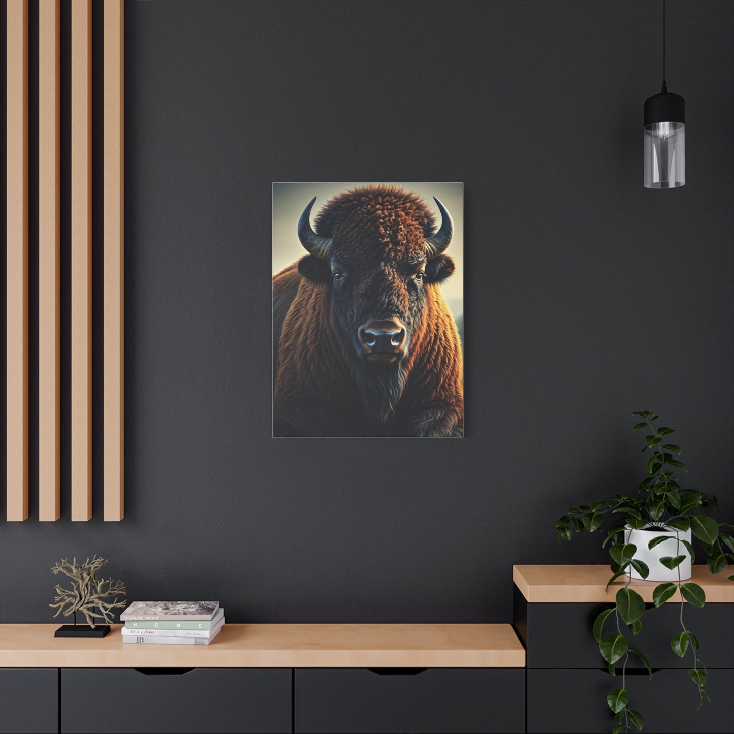 Classic Frontal American Bison Portrait Wall Art & Canvas Print