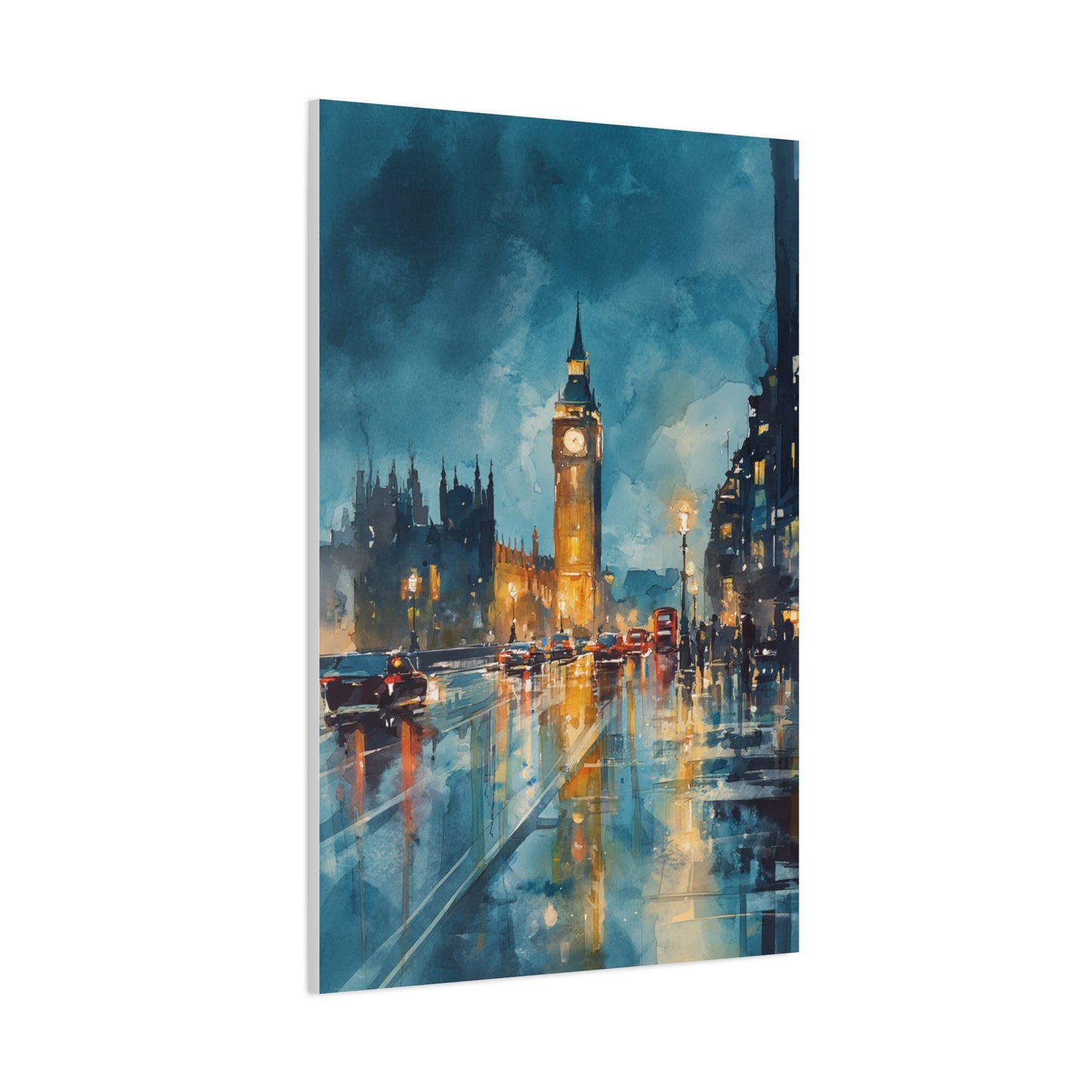 Rainy London Big Ben Reflection Wall Art & Canvas Print