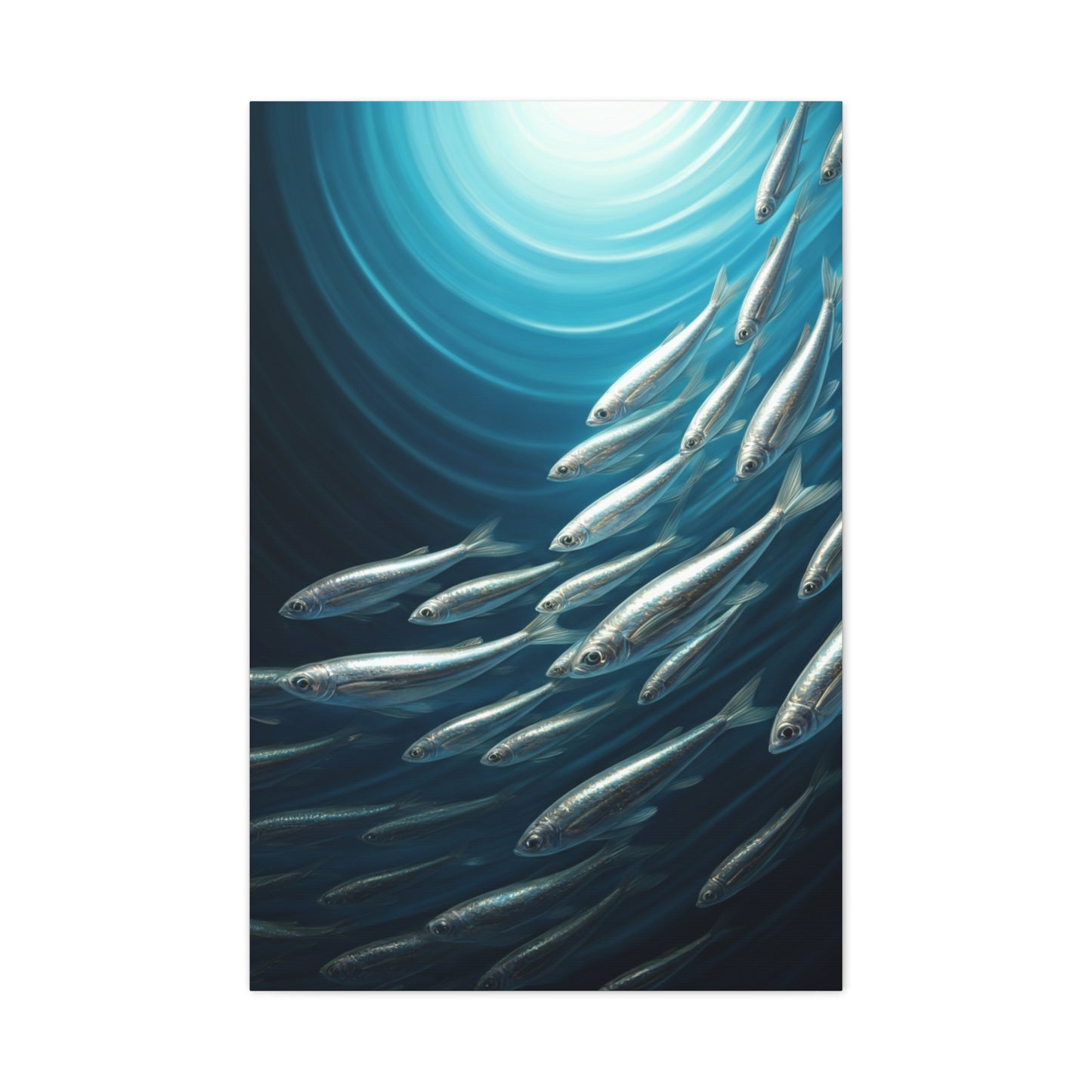 School of Fish in Deep Blue Ocean Wall Art & Canvas Prints
