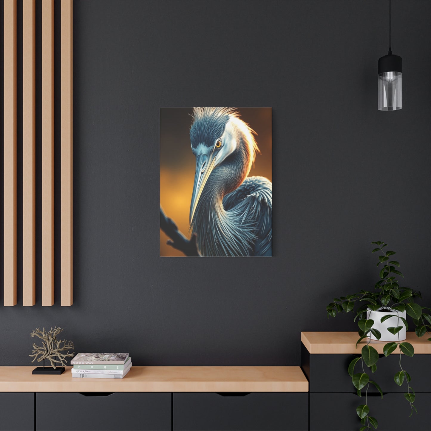 Ethereal Heron Masterpiece wall art & canvas print