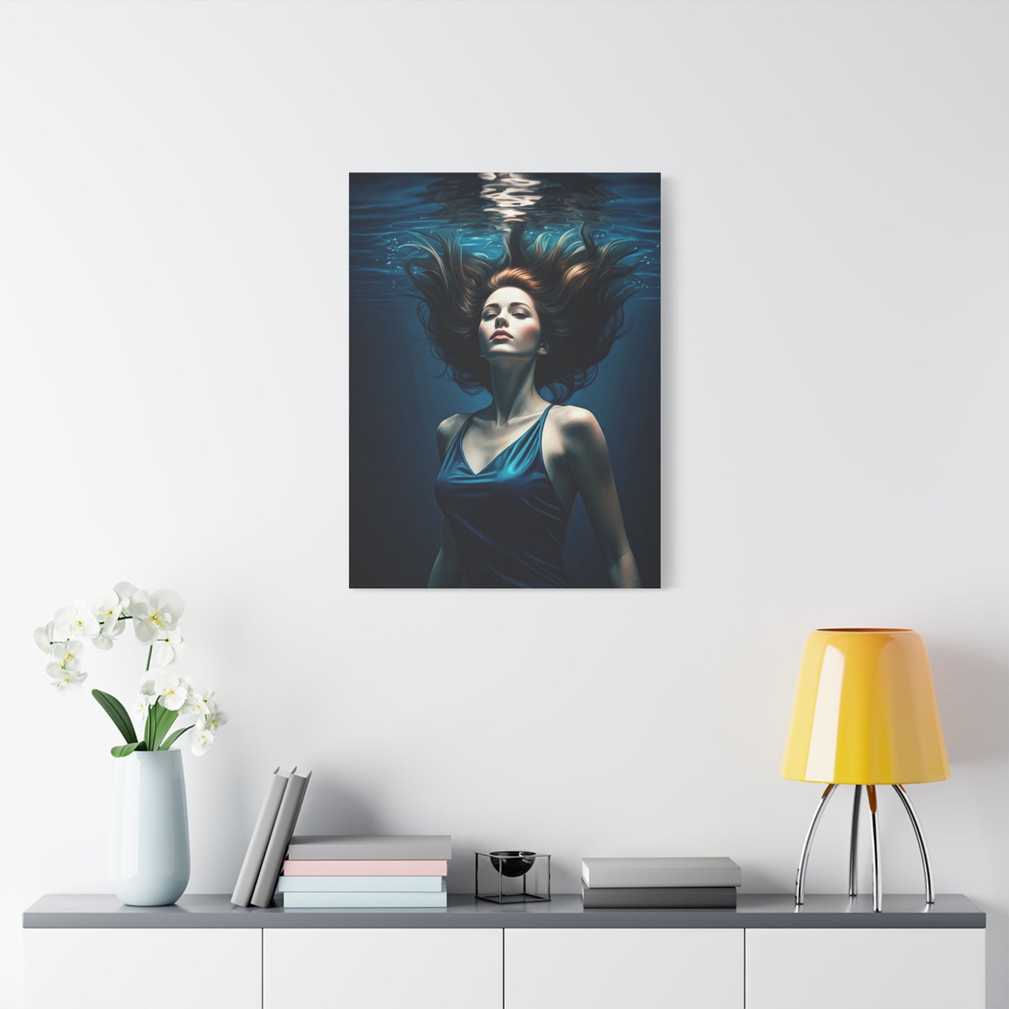 Submerged Serenity Blue Figure Wall Art & Canvas Prints
