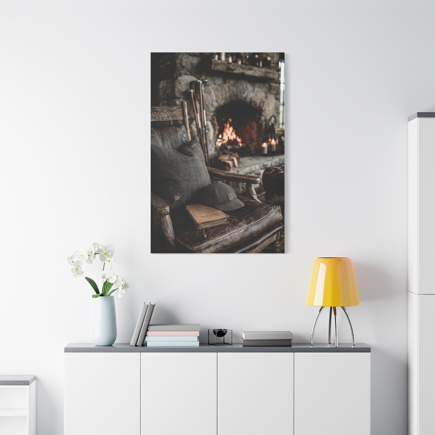 Old Caddie Chair Fireside Golf Still Life Wall Art & Canvas Print