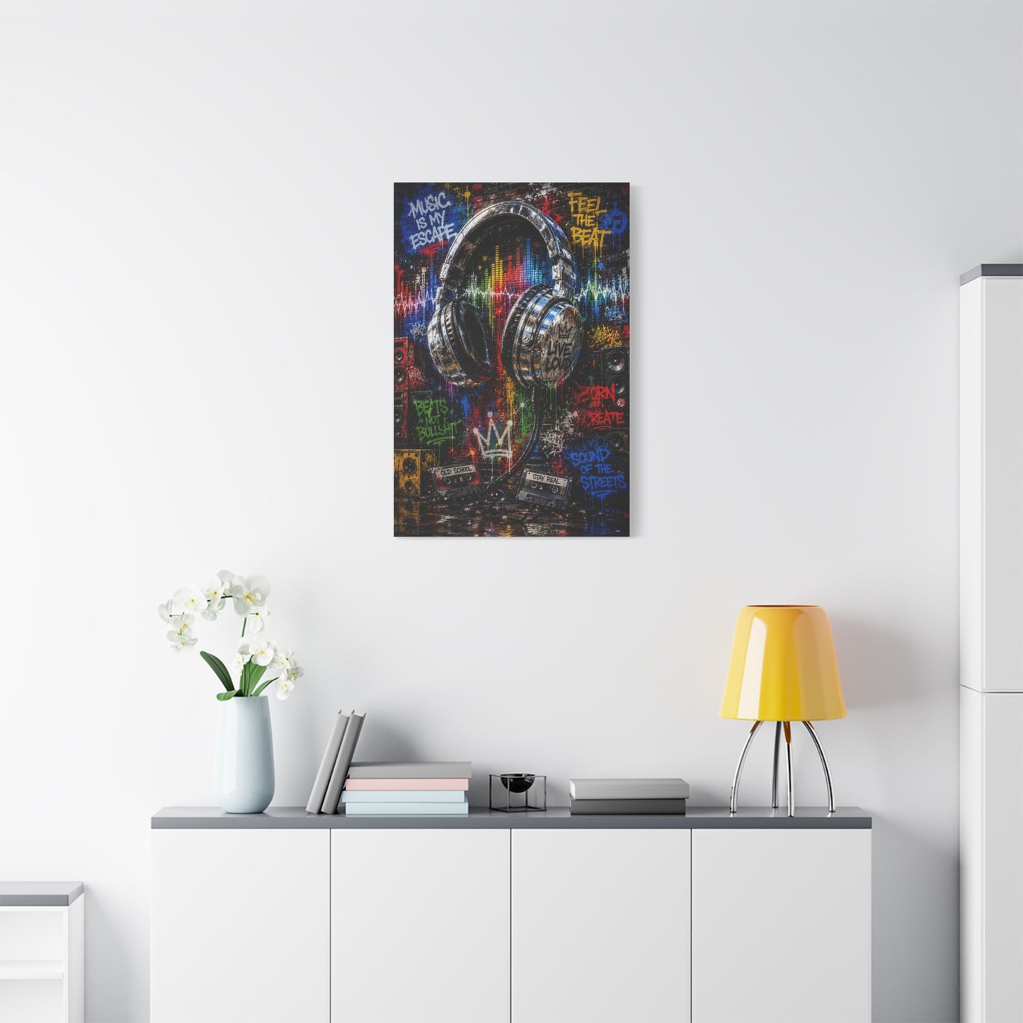 Graffiti Headphones Music Street Wall Art & Canvas Print
