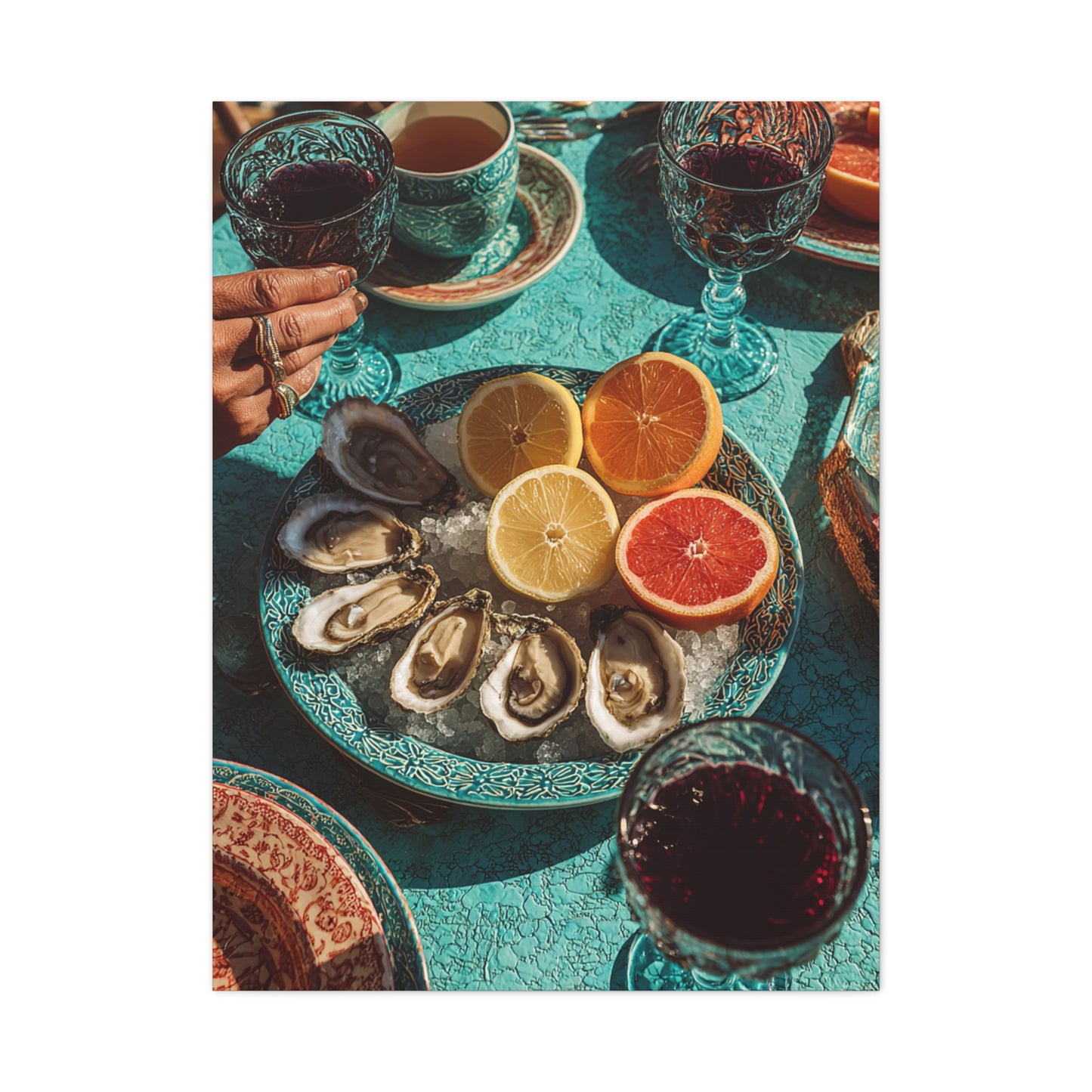 Mediterranean Seafood Table Still Life Wall Art & Canvas Print