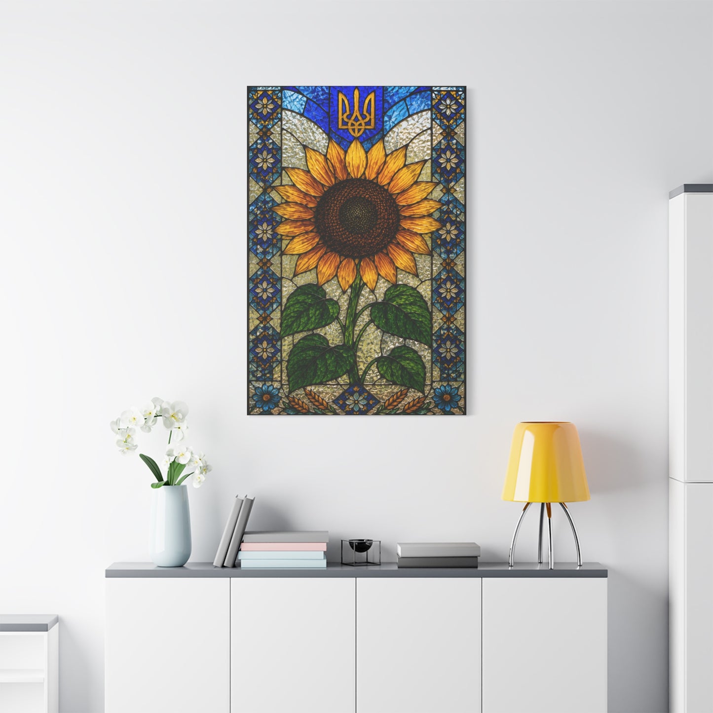 Ornate Mosaic Sunflower Heritage Wall Art & Canvas Print