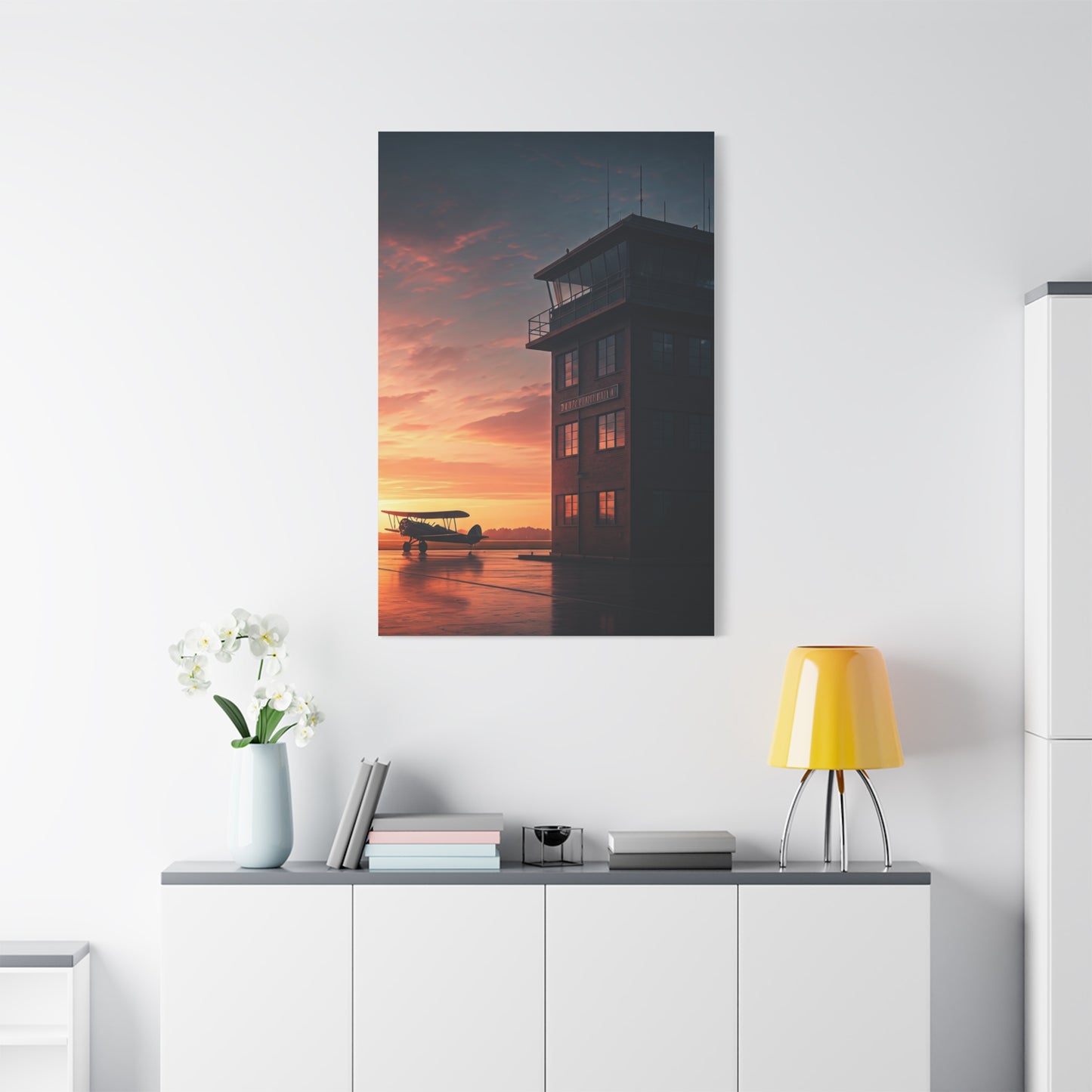 Sunset Airfield Tower Escape Wall Art & Canvas Prints