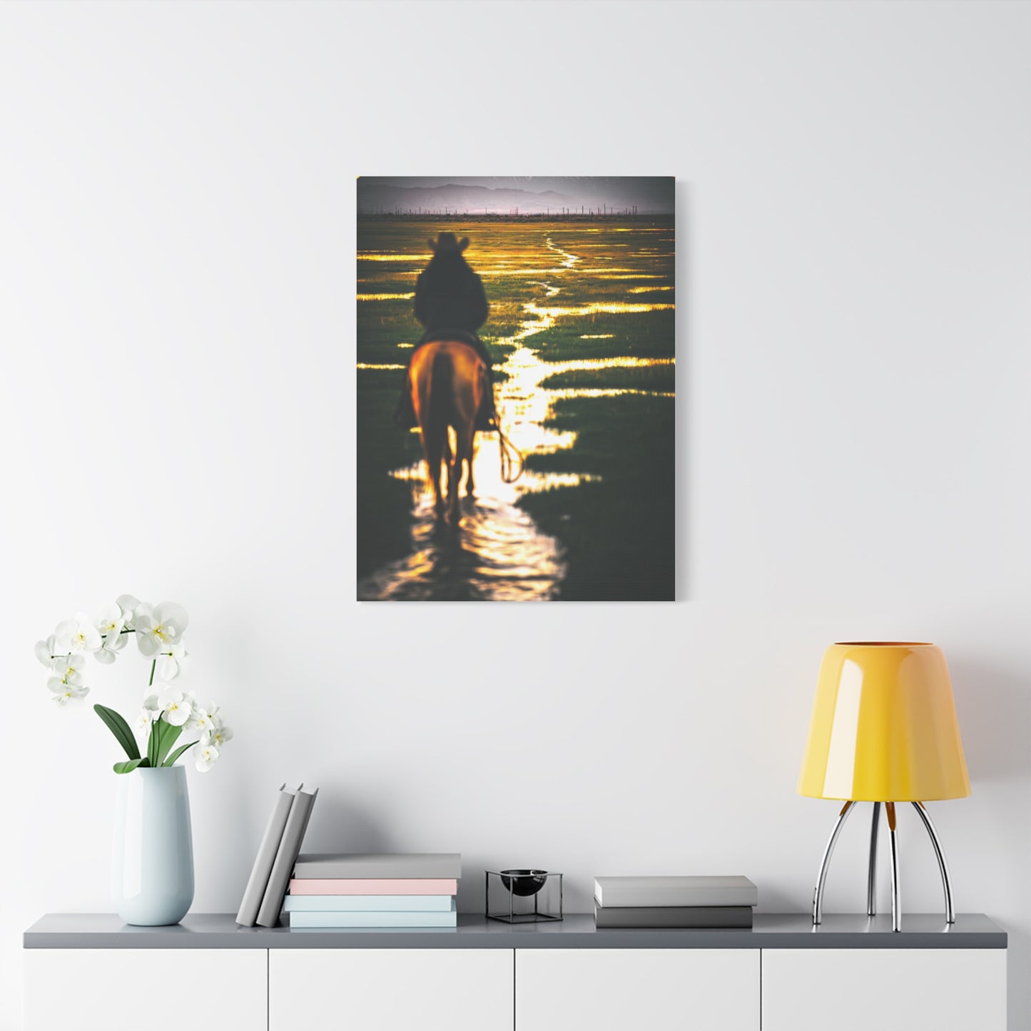 Sunrise Plains Rider Wall Art & Canvas Print