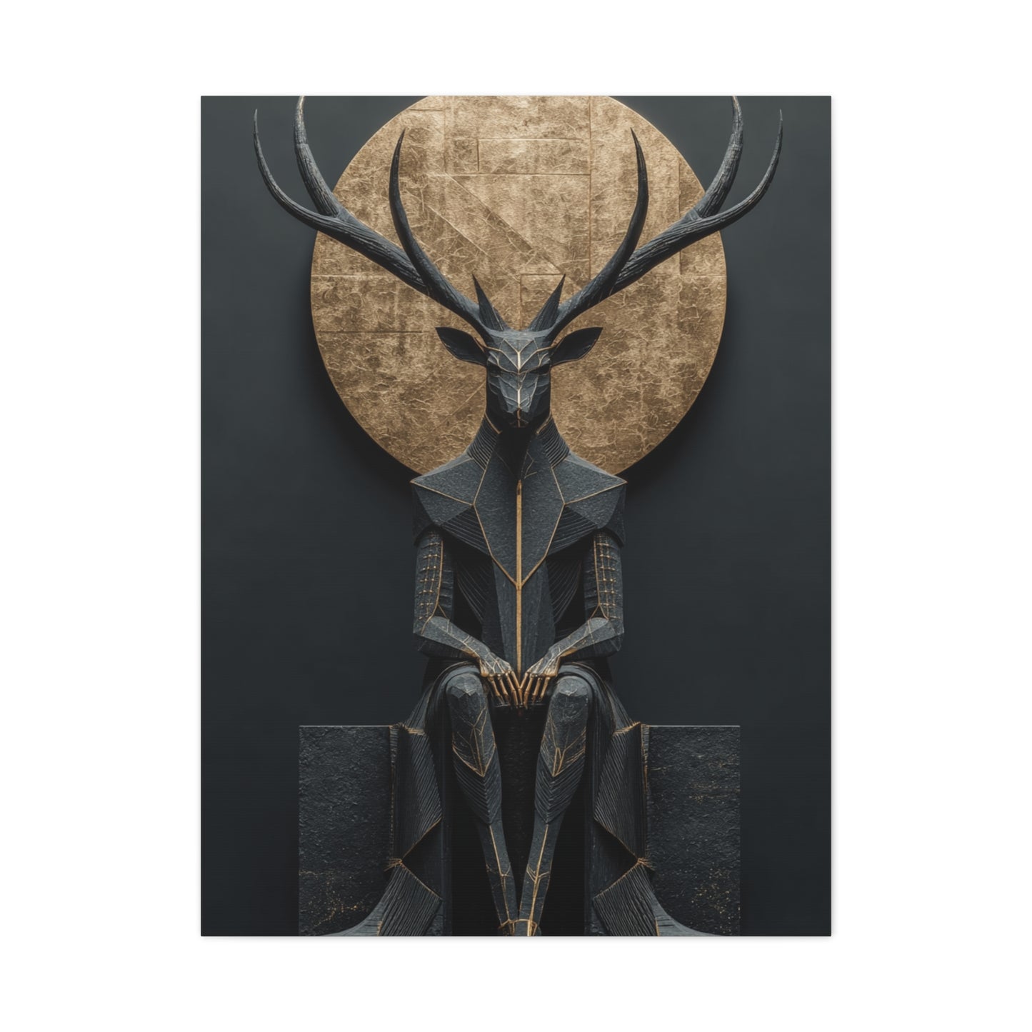 Art Deco Golden Halo Stag Wall Art & Canvas Print