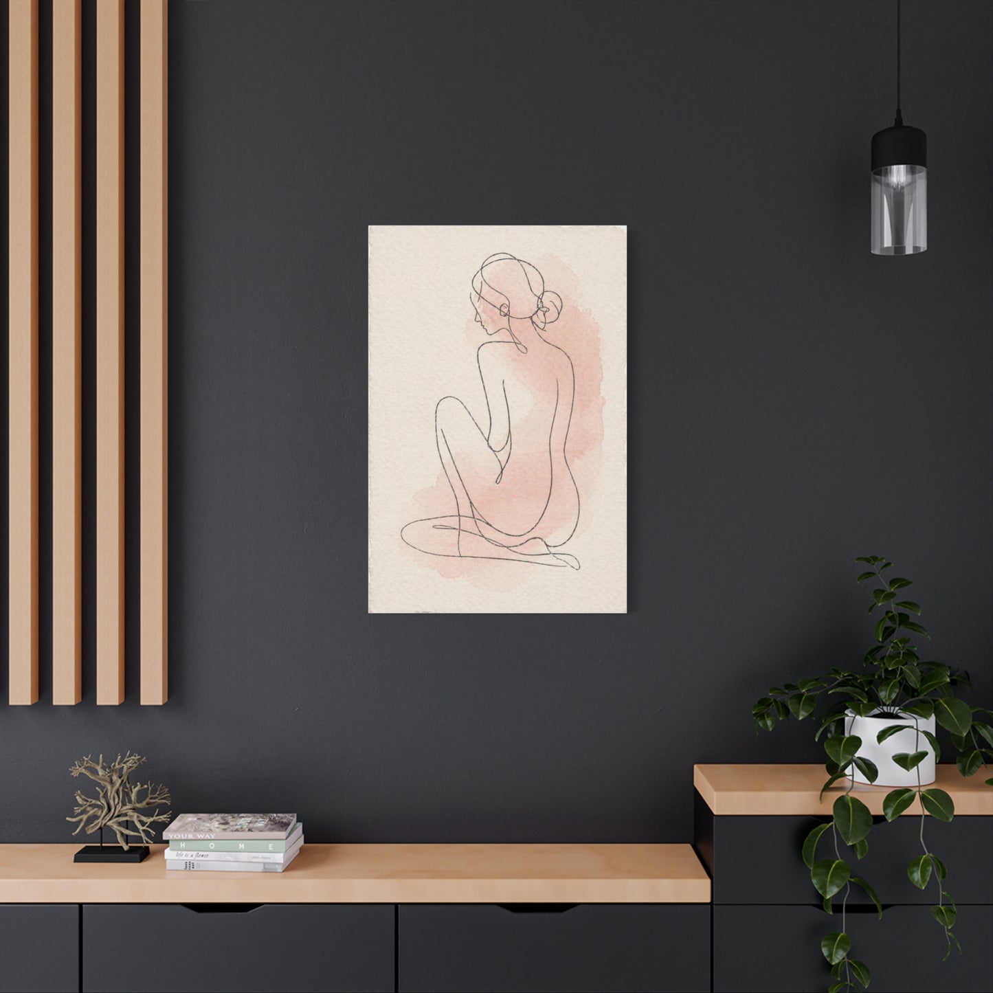 Minimal Blush Line Figure Wall Art & Canvas Print