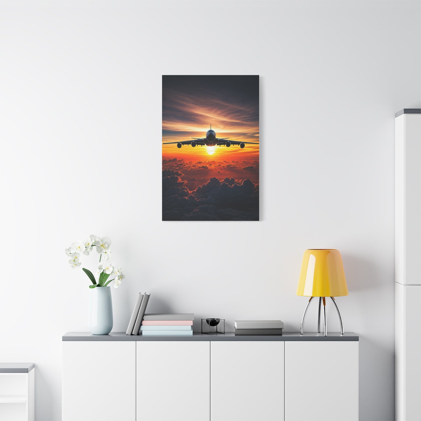 Sunset Flight Above the Clouds Wall Art & Canvas Prints