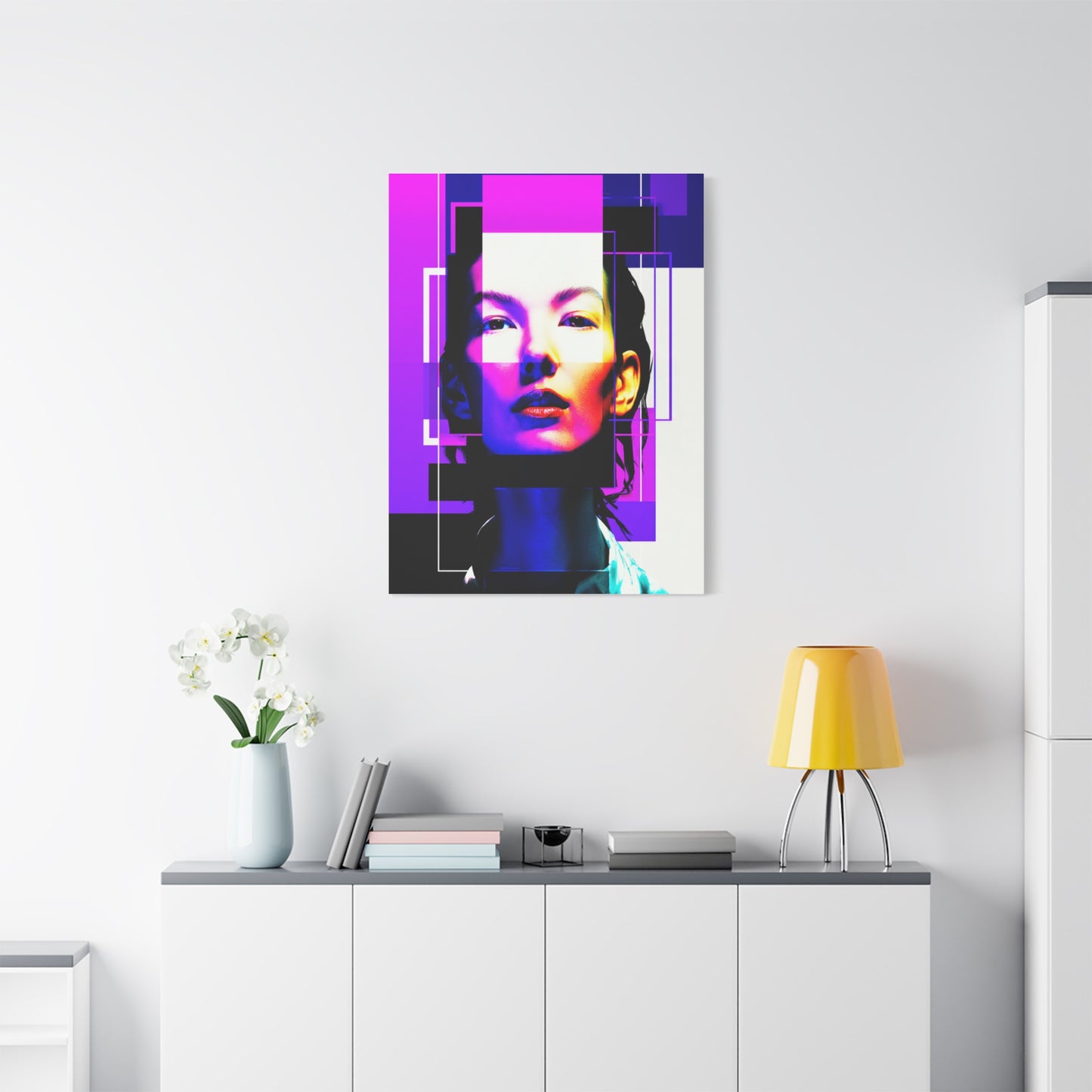 Neon Geometry Portrait Wall Art & Canvas Print