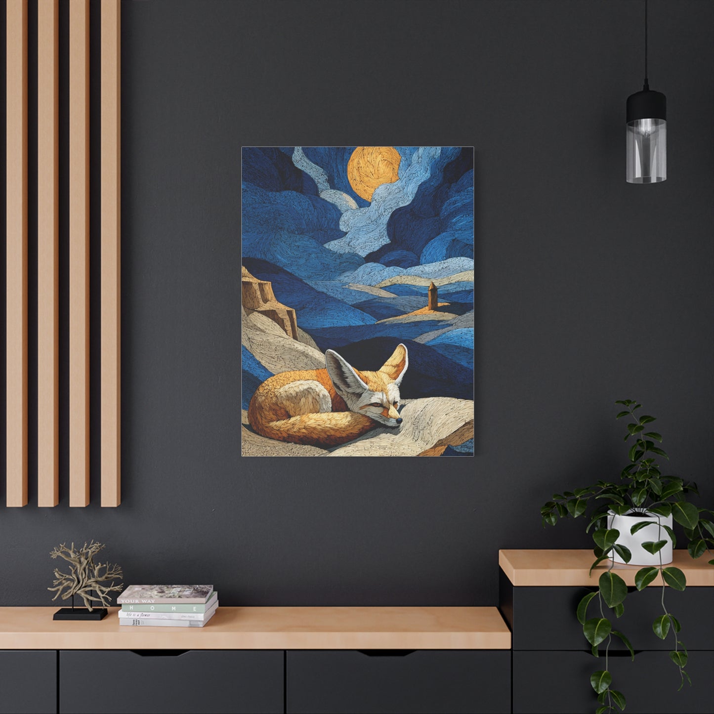Sleeping Fox Moonlit Landscape Wall Art & Canvas Print