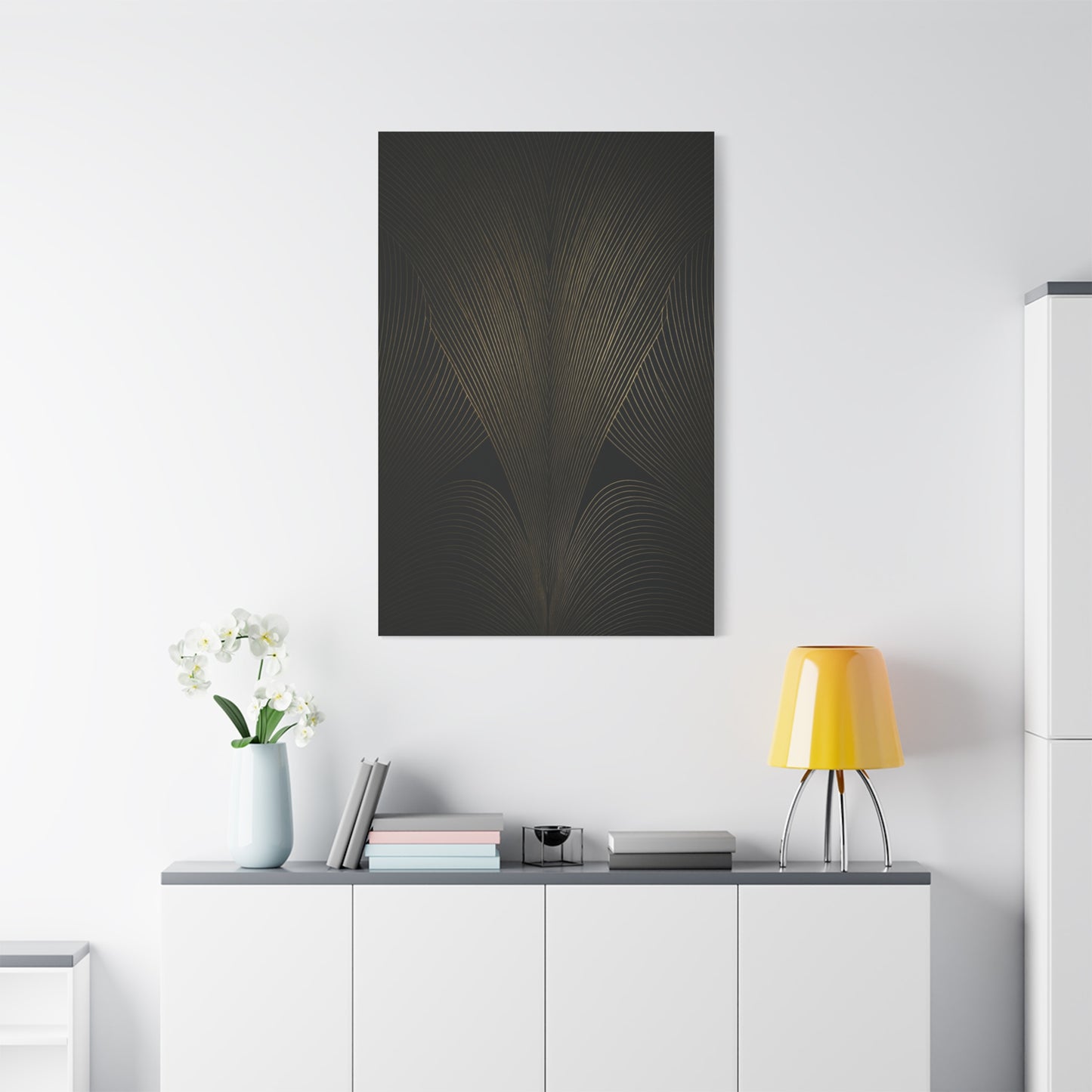 Black and Gold Deco Wave Pattern Wall Art & Canvas Prints