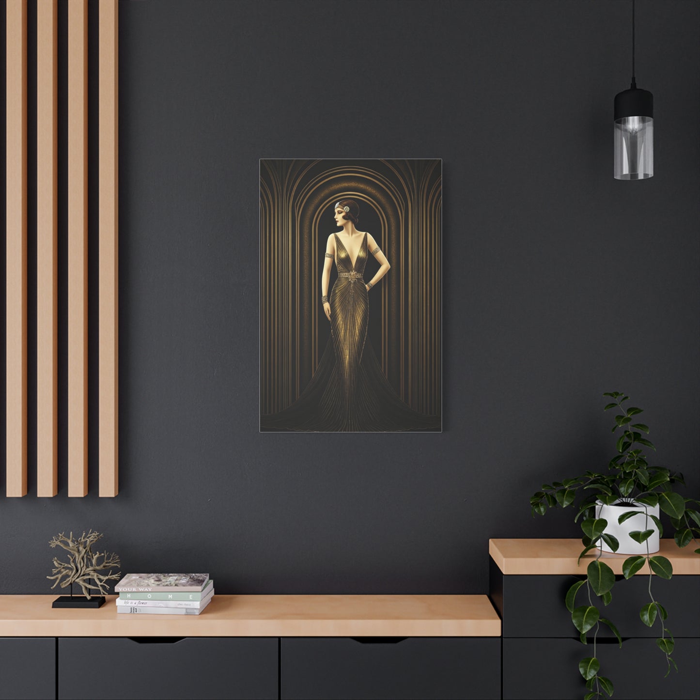 Golden Archway Elegance Woman Wall Art & Canvas Prints