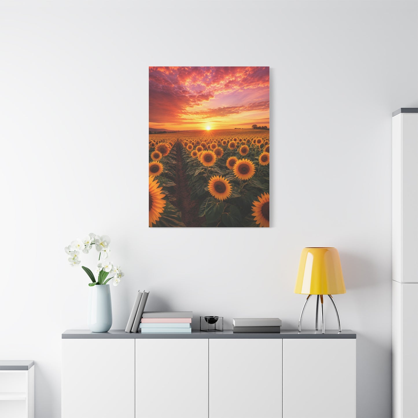 Golden Horizon Sunflower Field Wall Art & Canvas Print